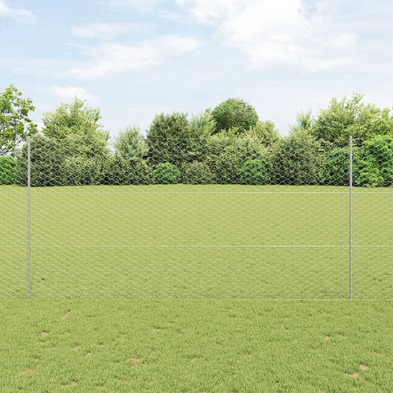Kerítésoszlopok 22 db u-alakú 150 cm horganyzott acél, hatszögletű kerítés 1,5x100 m horganyzott acél Kerítésoszlopok 22 db u-alakú 150 cm horganyzott acél, hatszögletű kerítés 1,5x100 m horganyzott acél