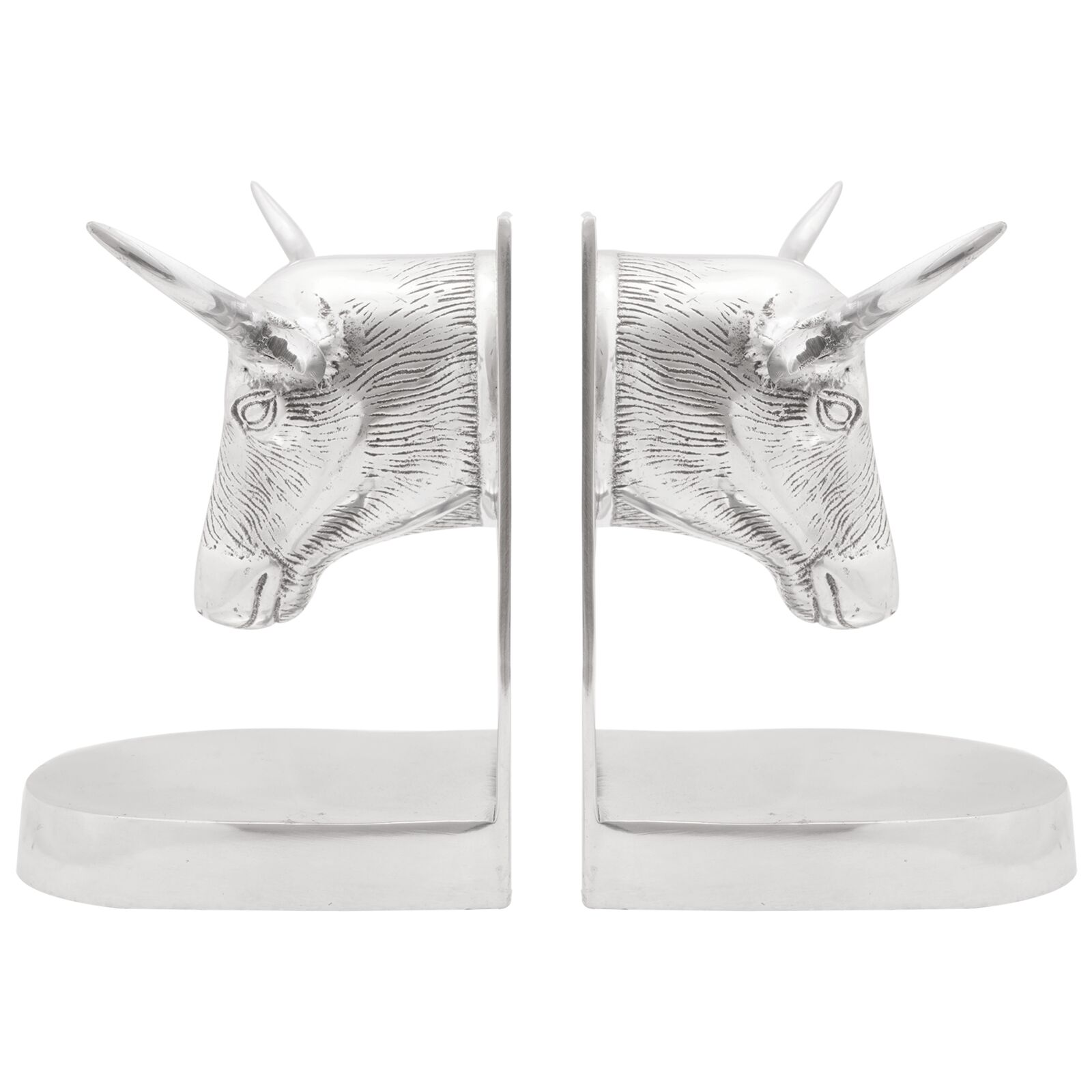 Könyvtámaszok 2 db ezüst 21,5x15,5x20 cm alumínium bika