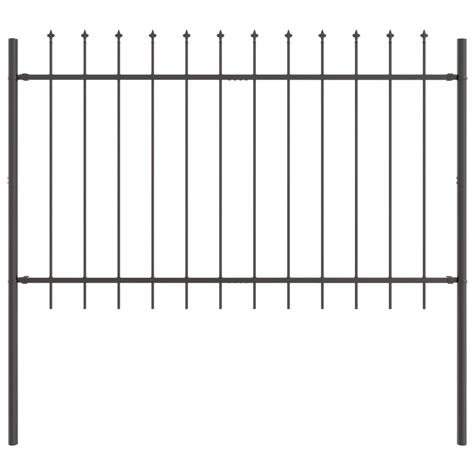 Kerti kerítés lándzsás felső szürke 15,3x0,8 m acél