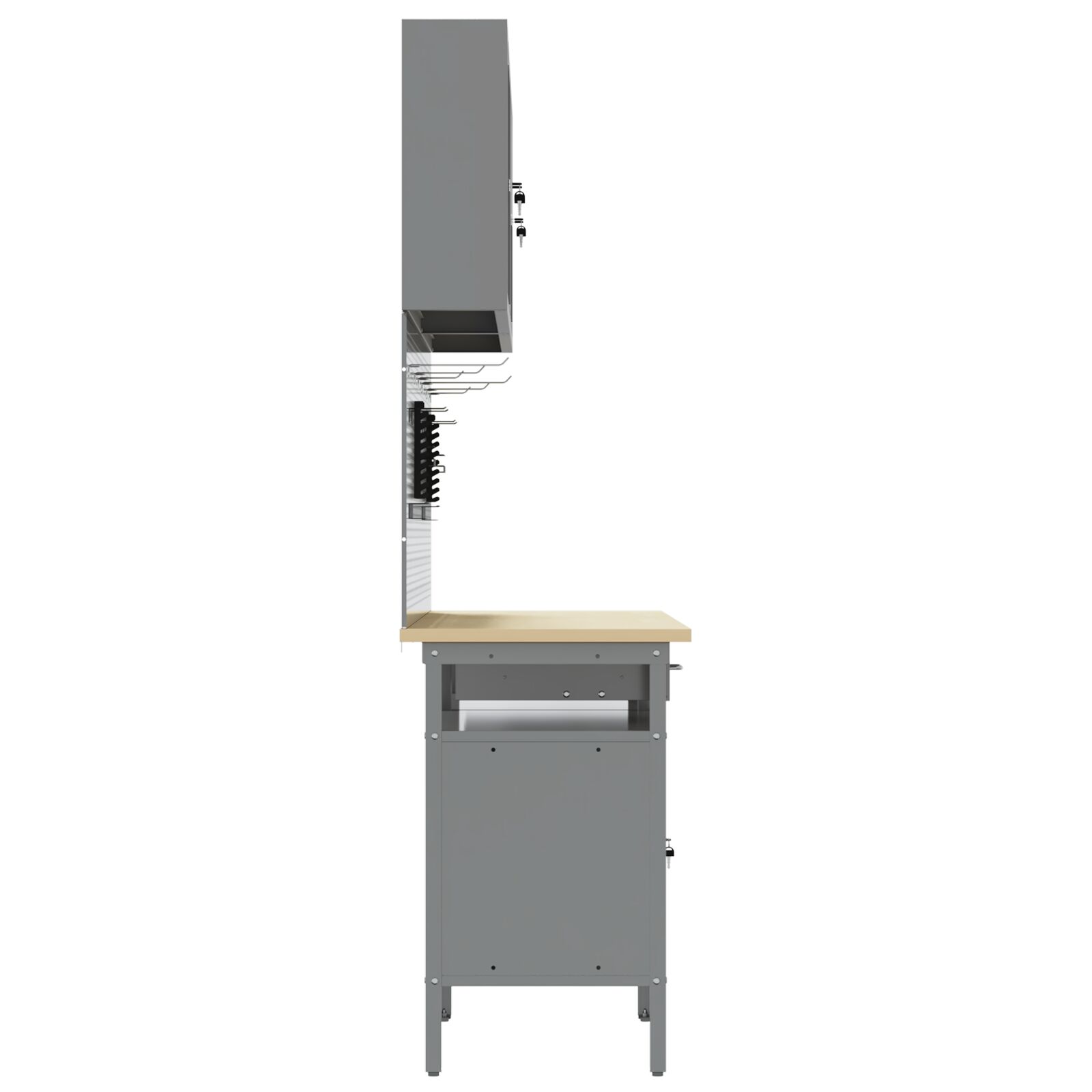 10 részes fekete mdf és fém munkaszekrény és pegboard szett