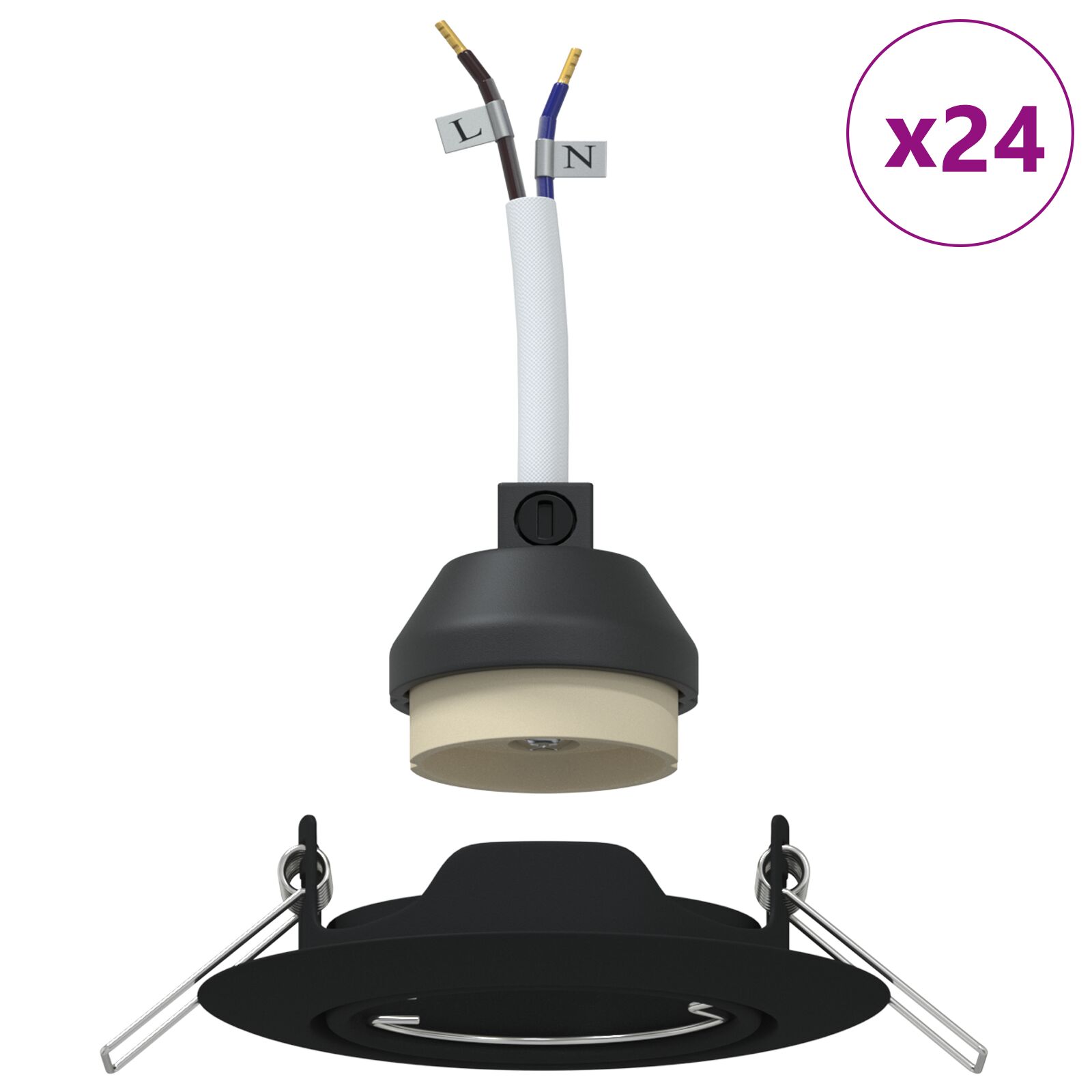 Lámpák 24 darabos szett fekete műanyag 9 cm modern