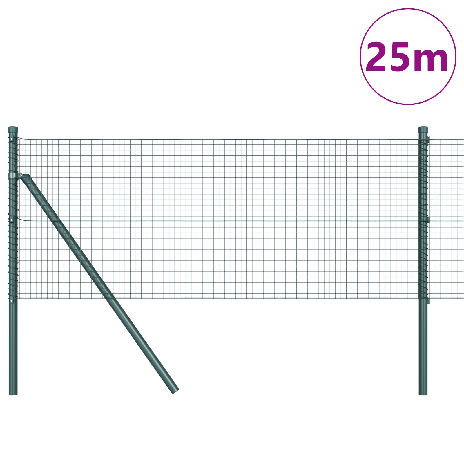 Zöld pvc bevonatos kerítésoszlop csomag 2 db 25 x 0.5 m tartós