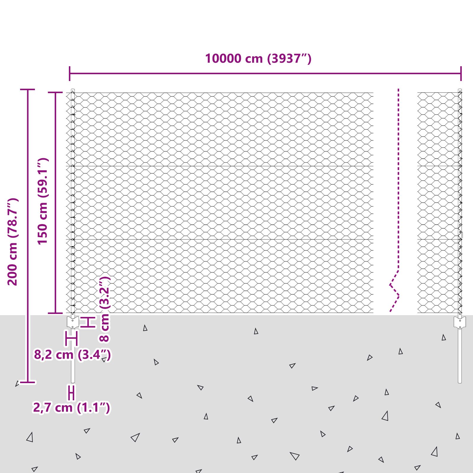 Kerítésoszlopok 22 db u-alakú 150 cm horganyzott acél, hatszögletű kerítés 1,5x100 m horganyzott acél Kerítésoszlopok 22 db u-alakú 150 cm horganyzott acél, hatszögletű kerítés 1,5x100 m horganyzott acél