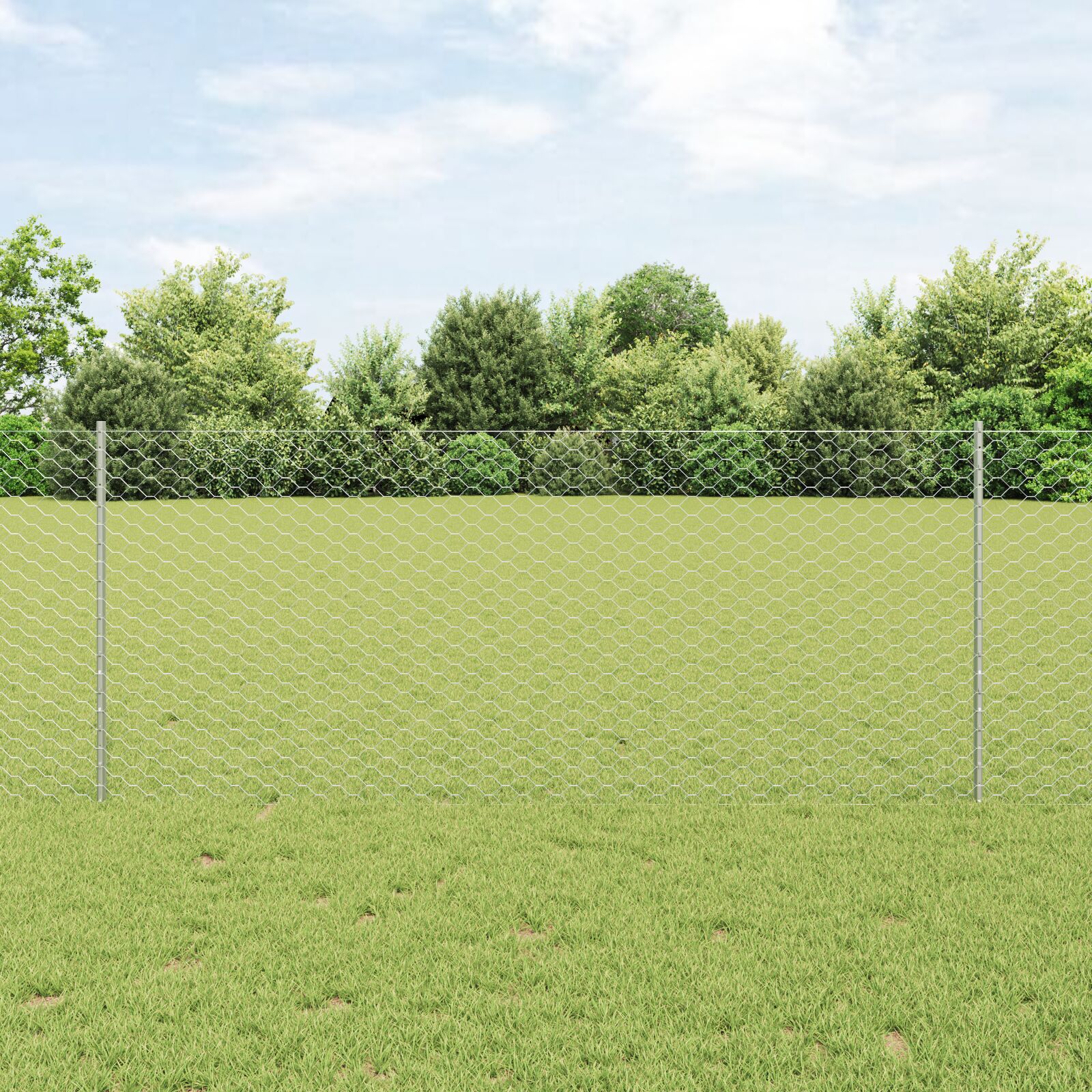 Kerítésoszlopok 22 db u-csatorna 100 cm horganyzott acél, hatszögletű kerítés 1x100 m horganyzott acél Kerítésoszlopok 22 db u-csatorna 100 cm horganyzott acél, hatszögletű kerítés 1x100 m horganyzott acél