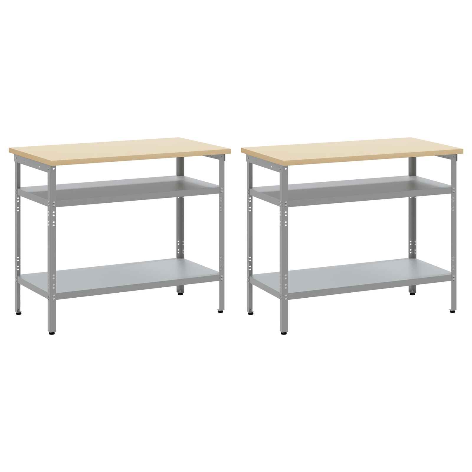 2 részes munkapad szett szürke acél