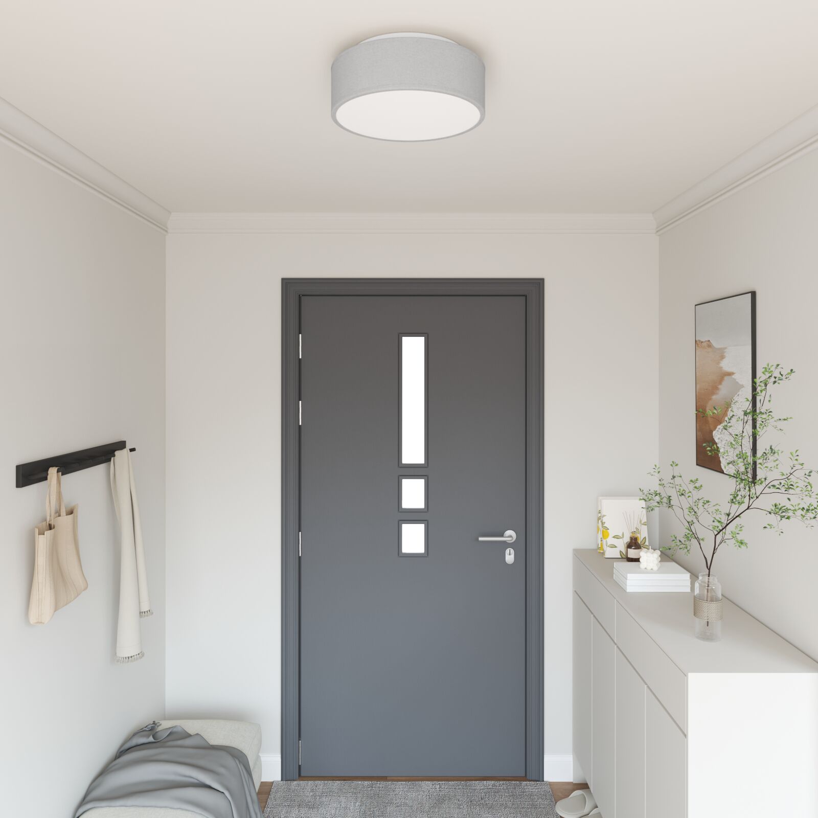 Mennyezeti lámpák flush mount szürke ø 38 cm szövet e27