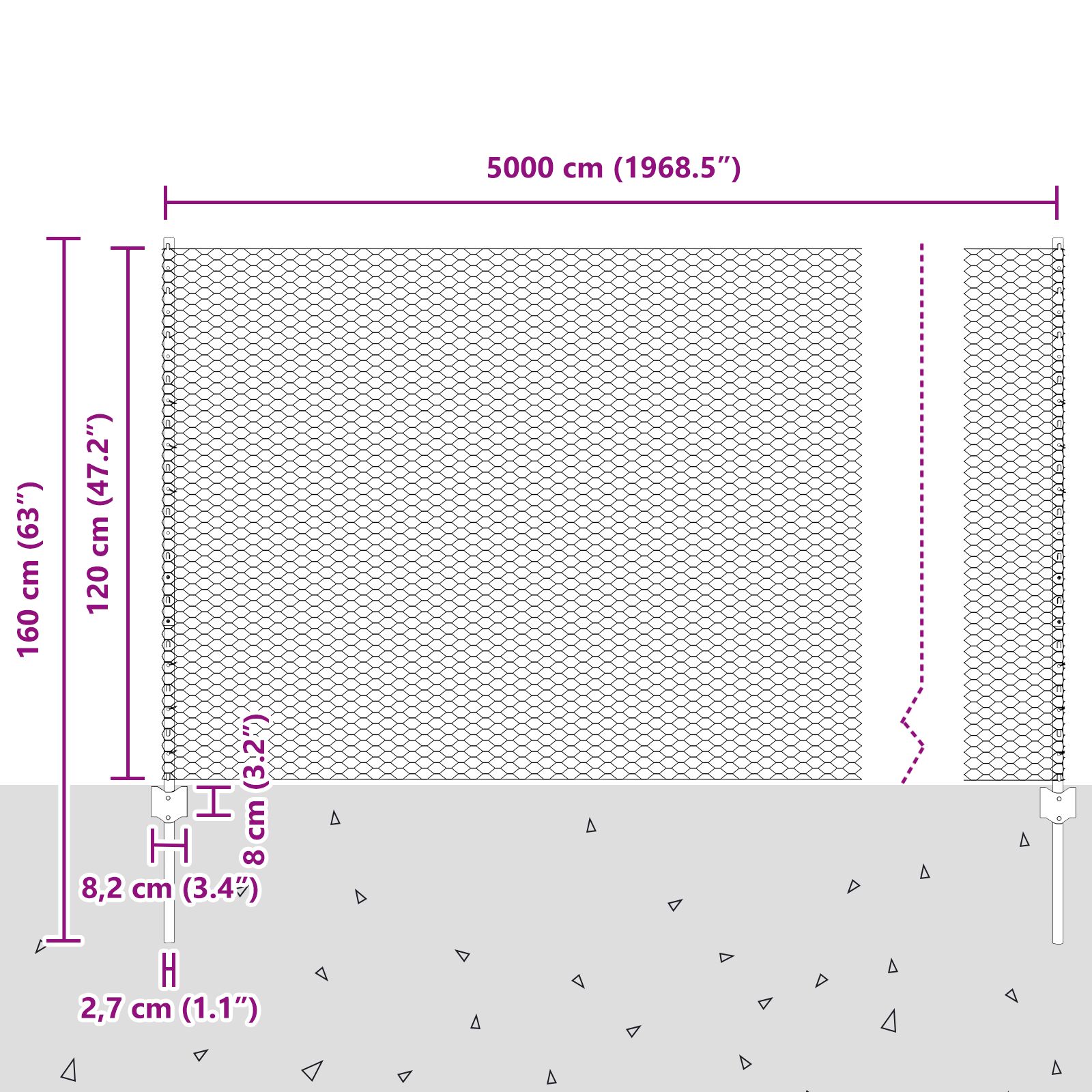 Kerítési oszlopok 11 db u-csatorna zöld 120 cm acél, hatszögletű kerítés zöld 1.2x50 m acél