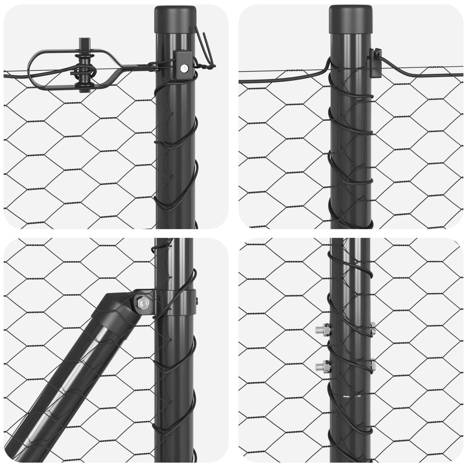 Hatszögletű kerítés szürke 1.2x10 m acél, kerítés oszlopok cölöppel 7 db ø32 mm 140 cm galvanizált acél
