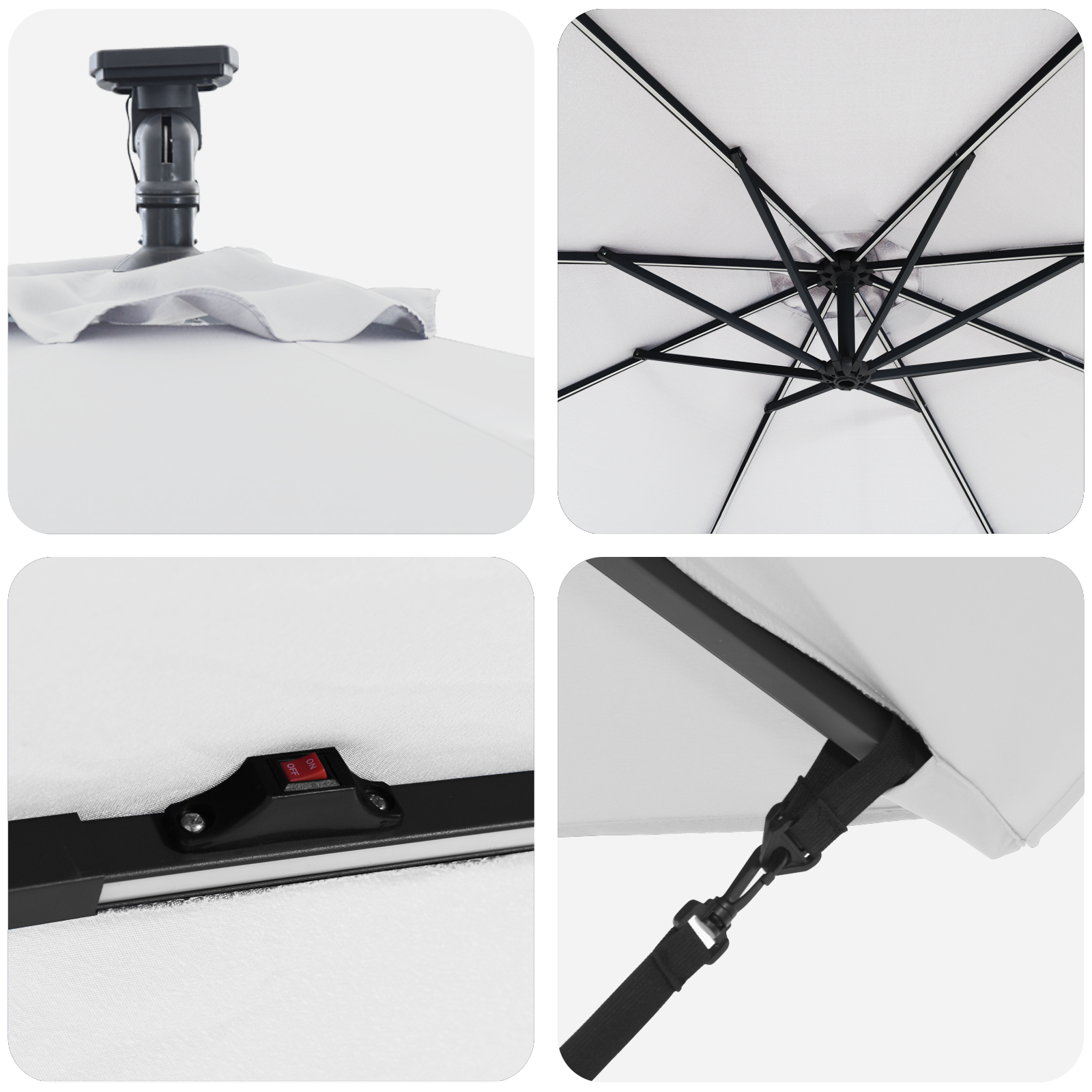 Kéttámaszos bannána napernyő homokszín 294 x 294 x 248 cm