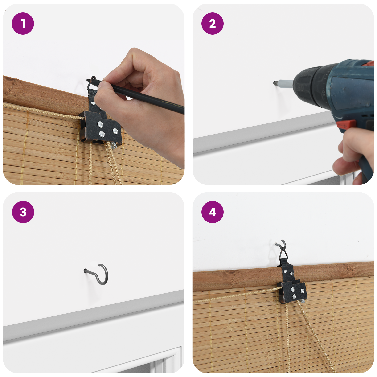 Ablak függönyök & árnyékolók világos barna 140 x 220 cm bambusz