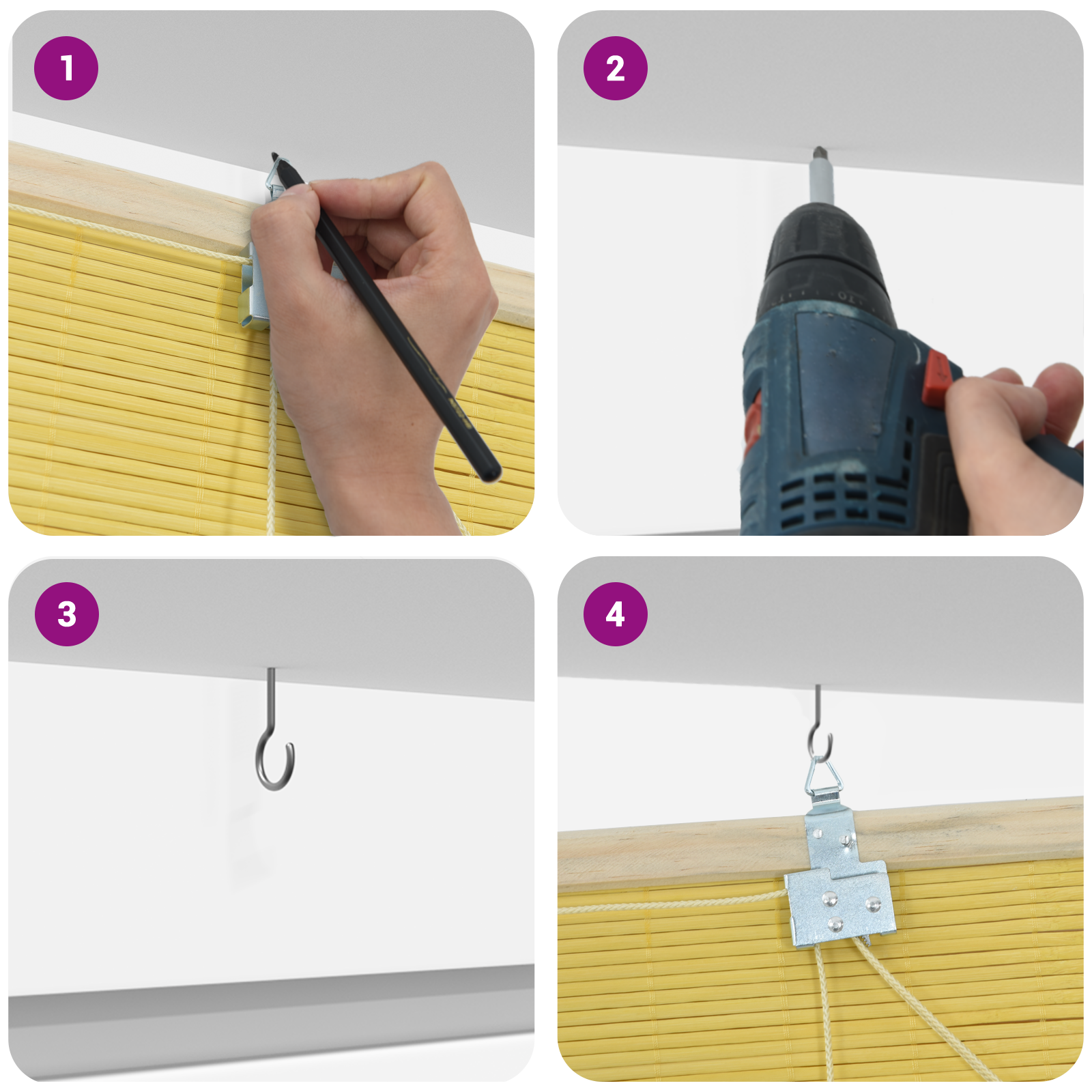 Ablak függönyök & árnyékolók sárga 150 x 160 cm bambusz