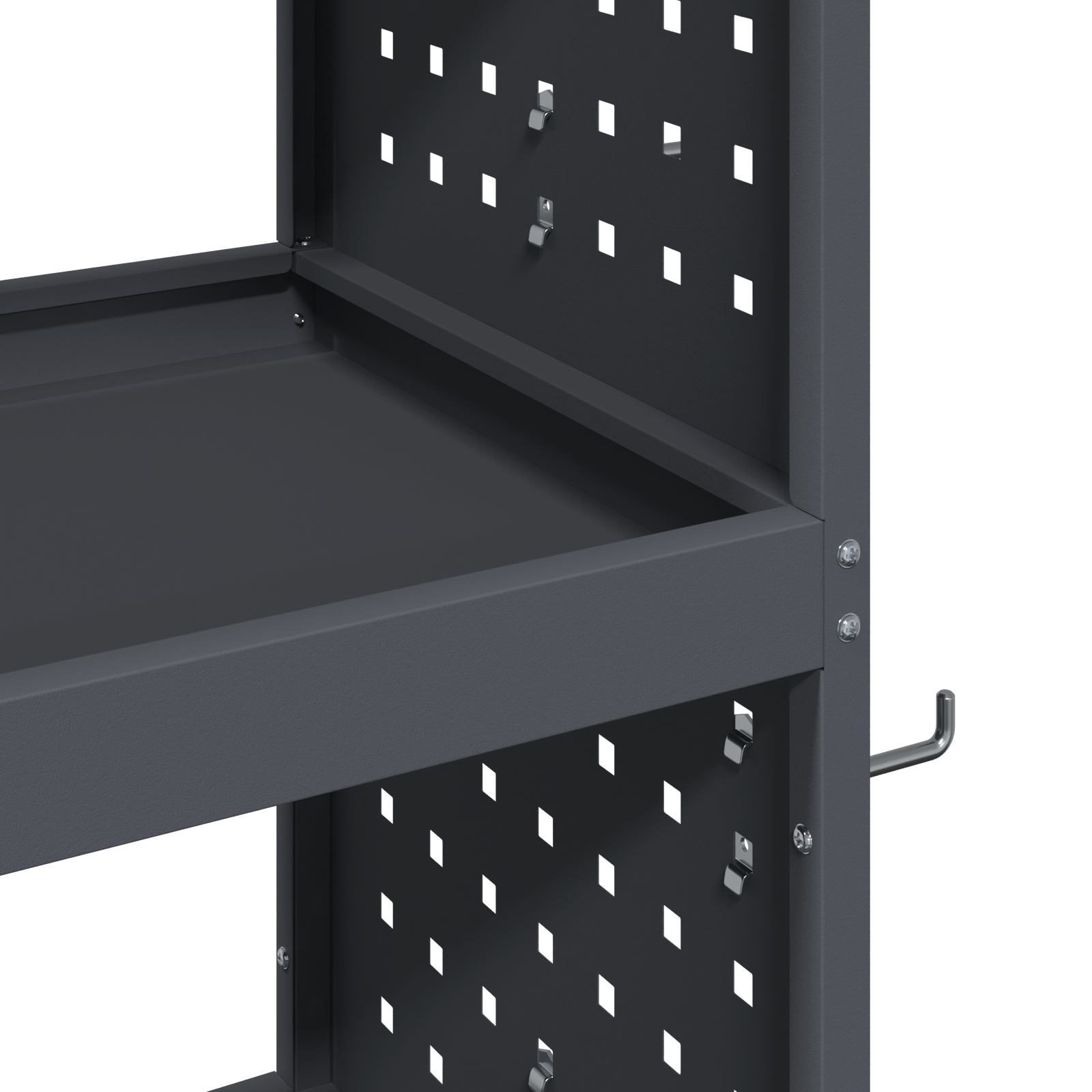 Eszköz kocsi polcokkal kerékkel tárolóval antracit 75 x 35 x 73 cm fém