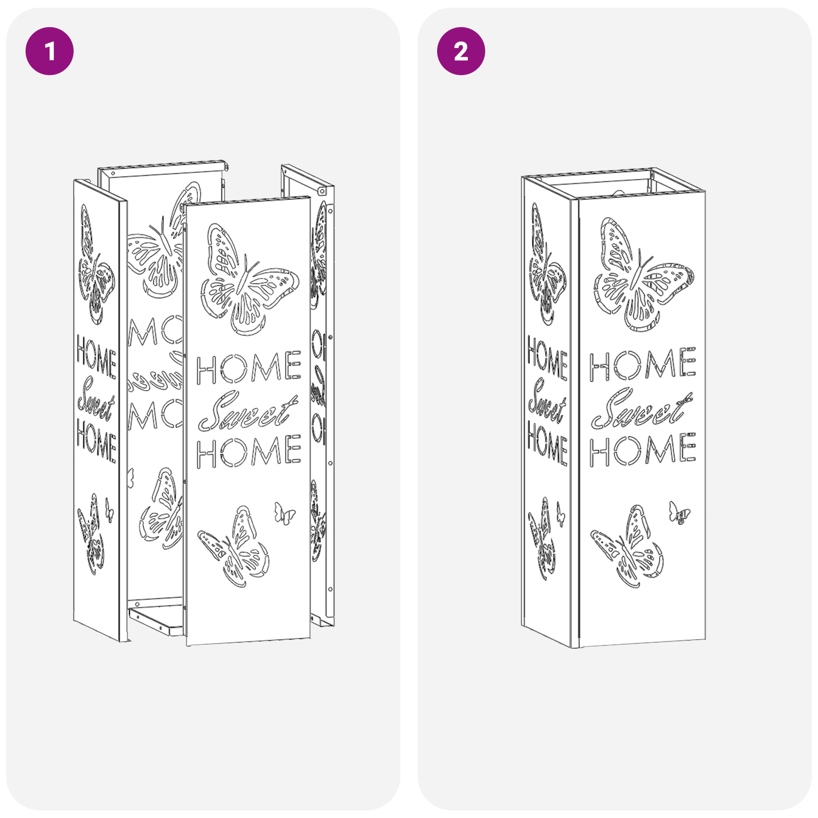 Esernyőtartó fekete fém közepes dekoratív betétek