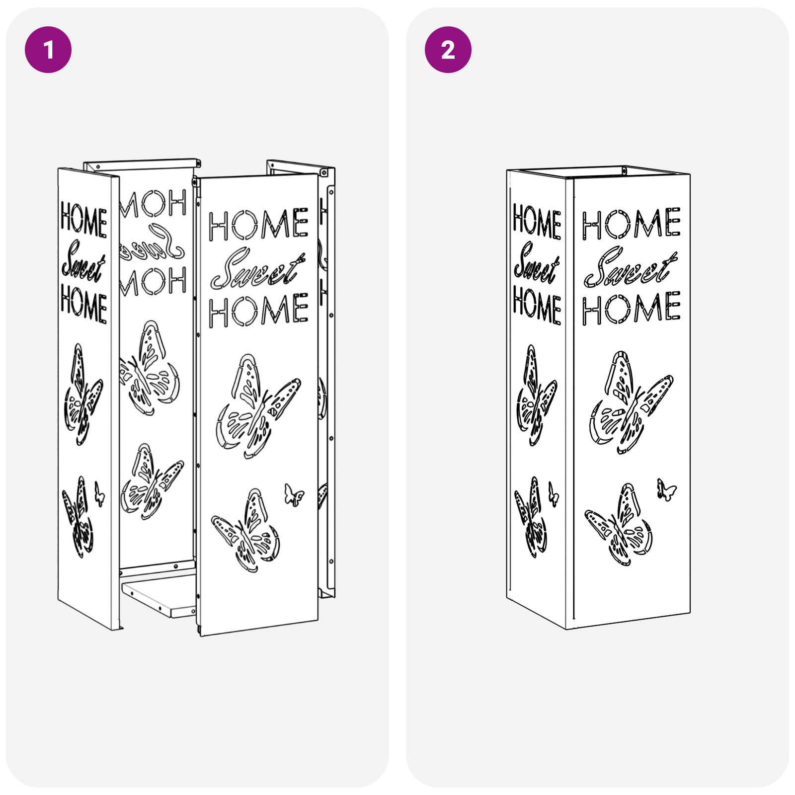 Esernyőtartó antracit fém közepes dekoratív betétek