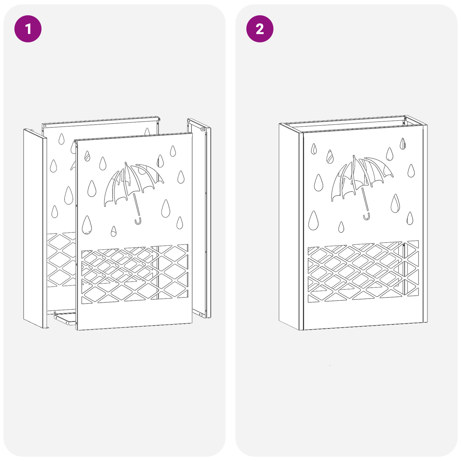Esernyőtartó antracit fém közepes dekoratív betétek