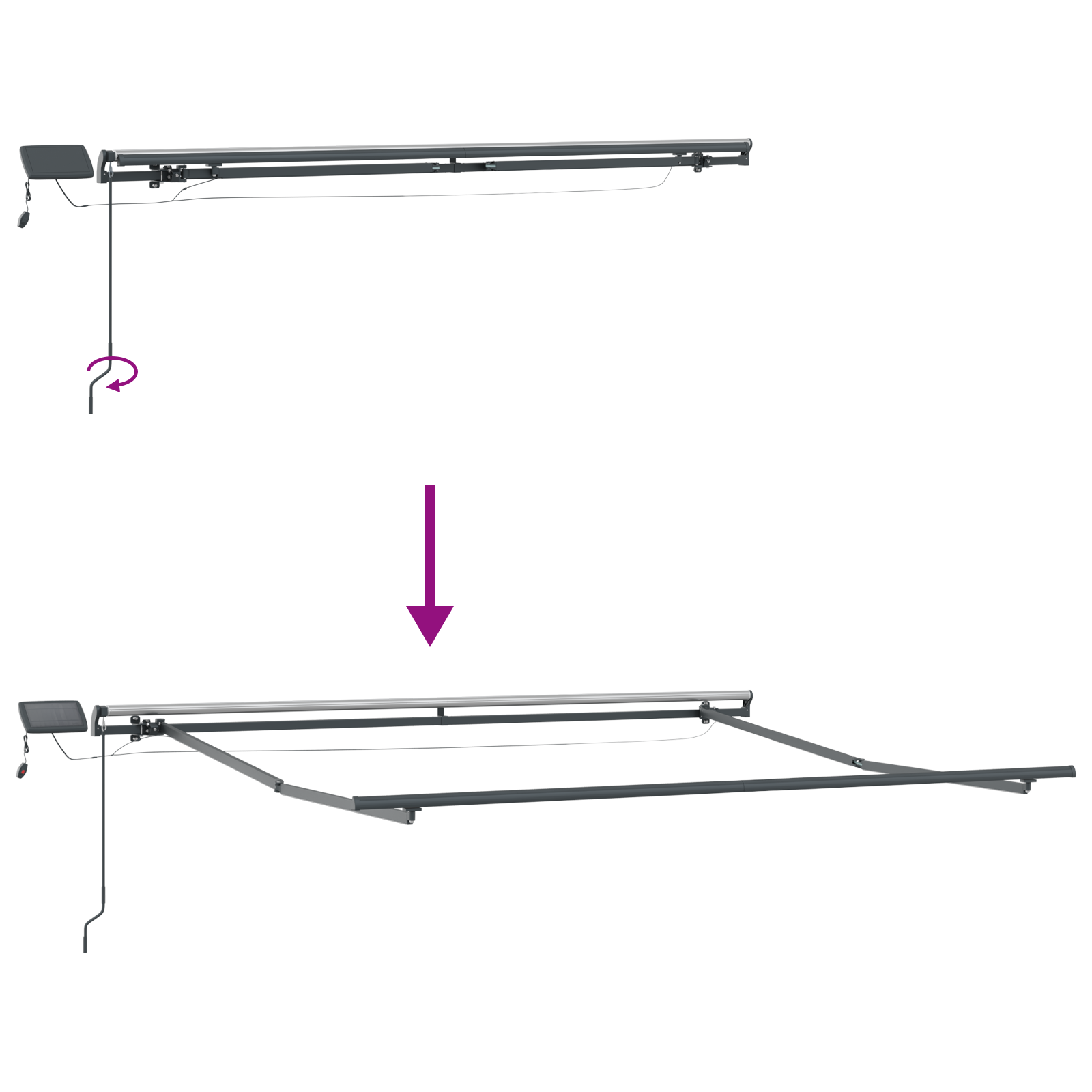 Kézi behúzható napellenző led-del sárga és narancssárga 300x250 cm Kézi behúzható napellenző led-del sárga és narancssárga 300x250 cm