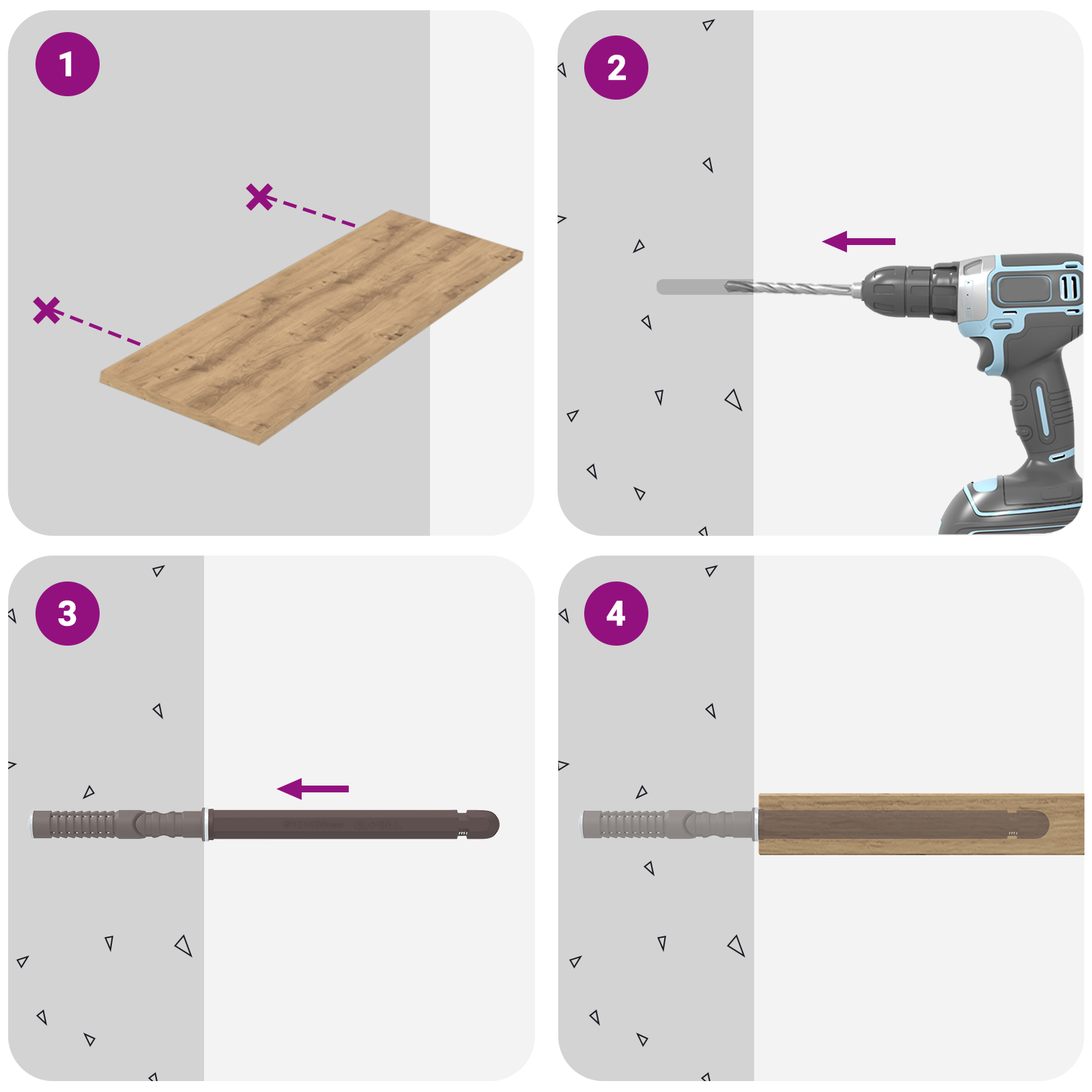 Lebegő polc konzolok 12 pcs barna ø12 x 190 mm acél