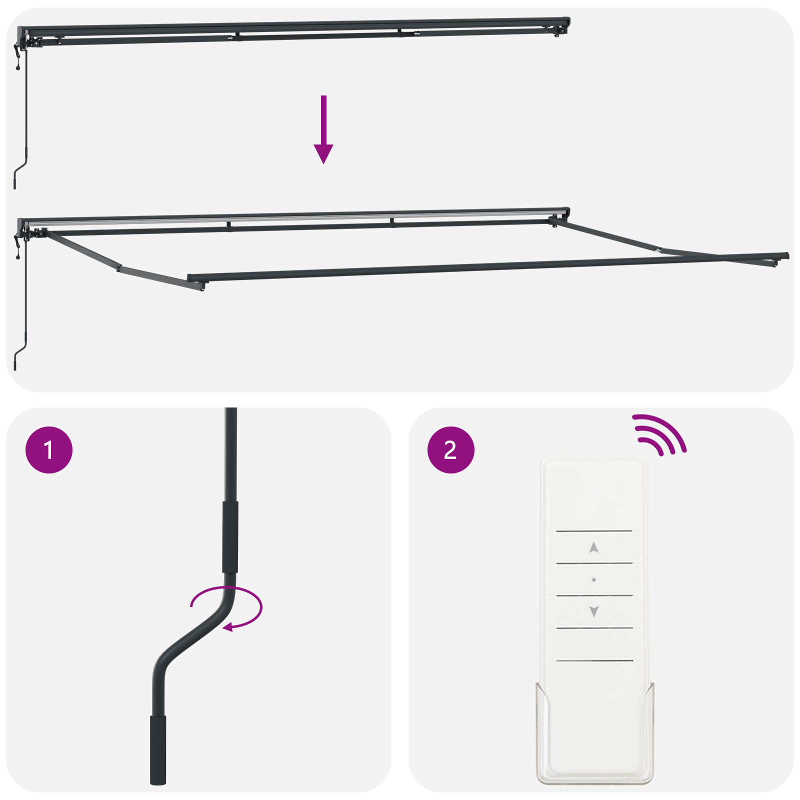 Elektromos fél-cassette napernyő keret felhúzható fém