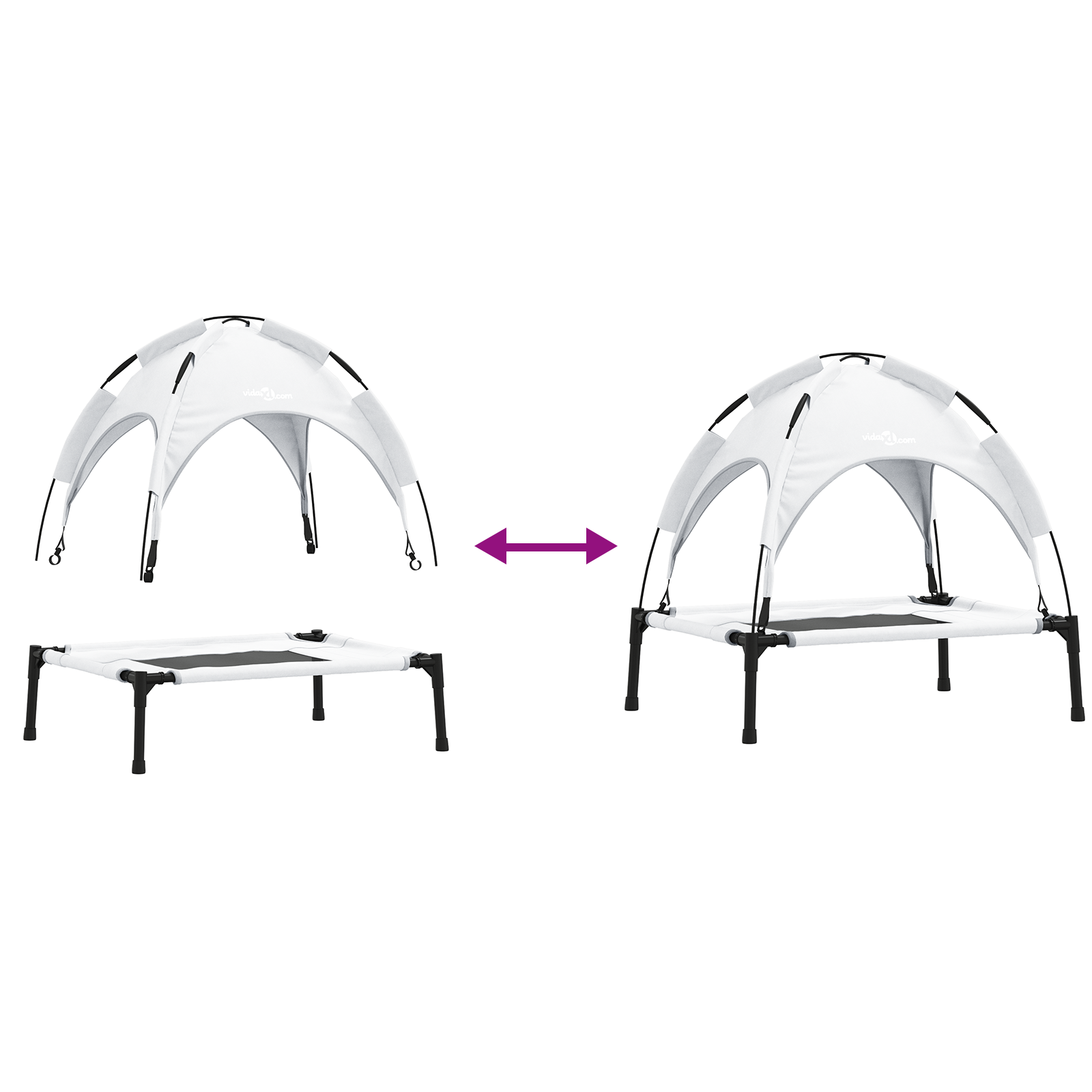 Emelt kutyafekhely levehető tetővel ezüst szürke m acél