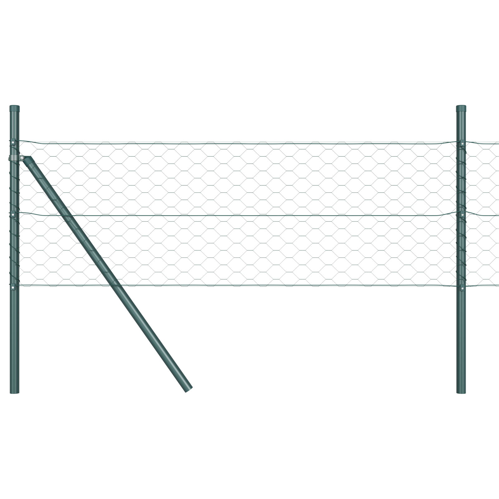 Hatszögletű kerítés zöld 0.4x100 m acél, kerítésoszlopok 13 db zöld ø32 mm 80 cm horganyzott acél