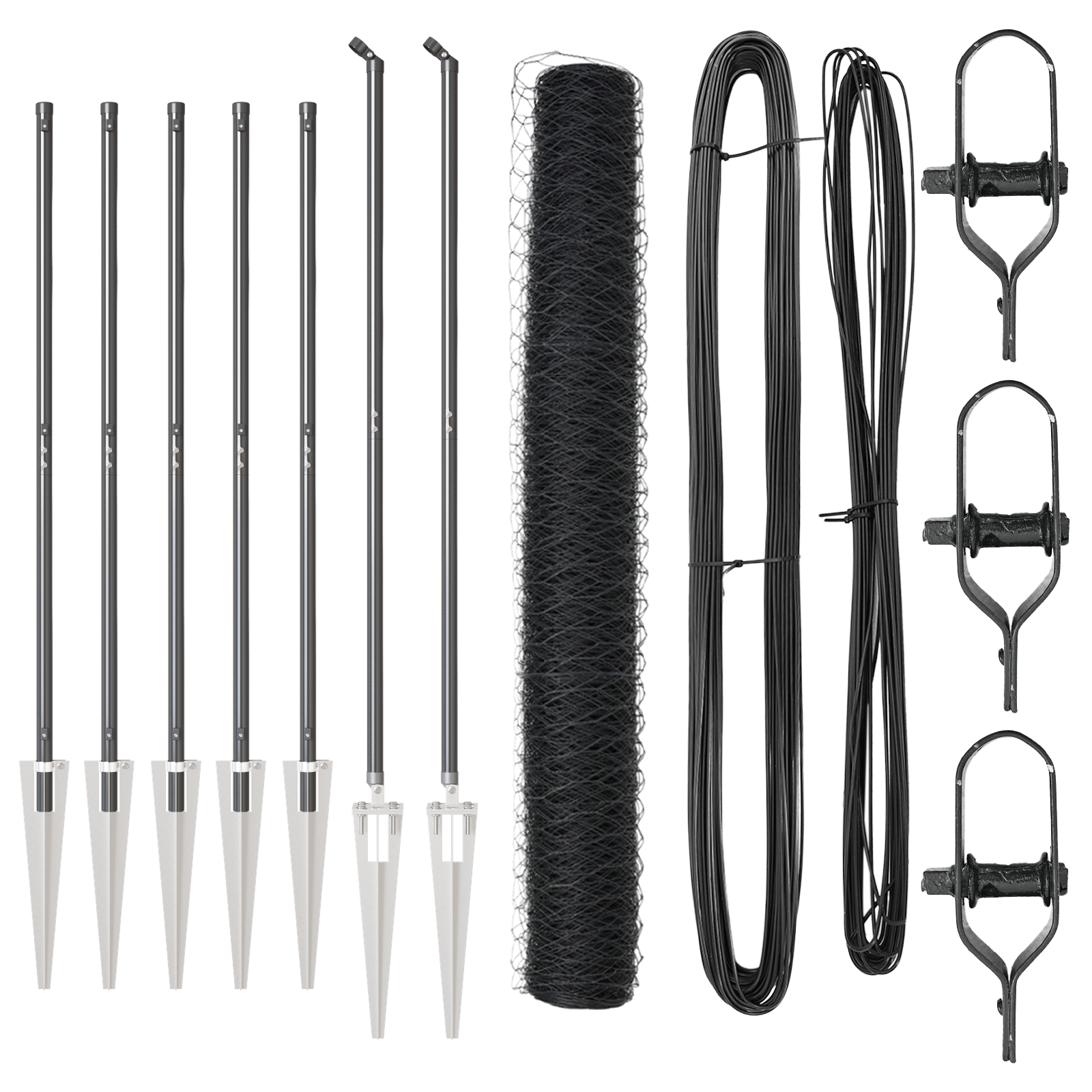 Hatszögletű kerítés szürke 1.2x10 m acél, kerítés oszlopok cölöppel 7 db ø32 mm 140 cm galvanizált acél
