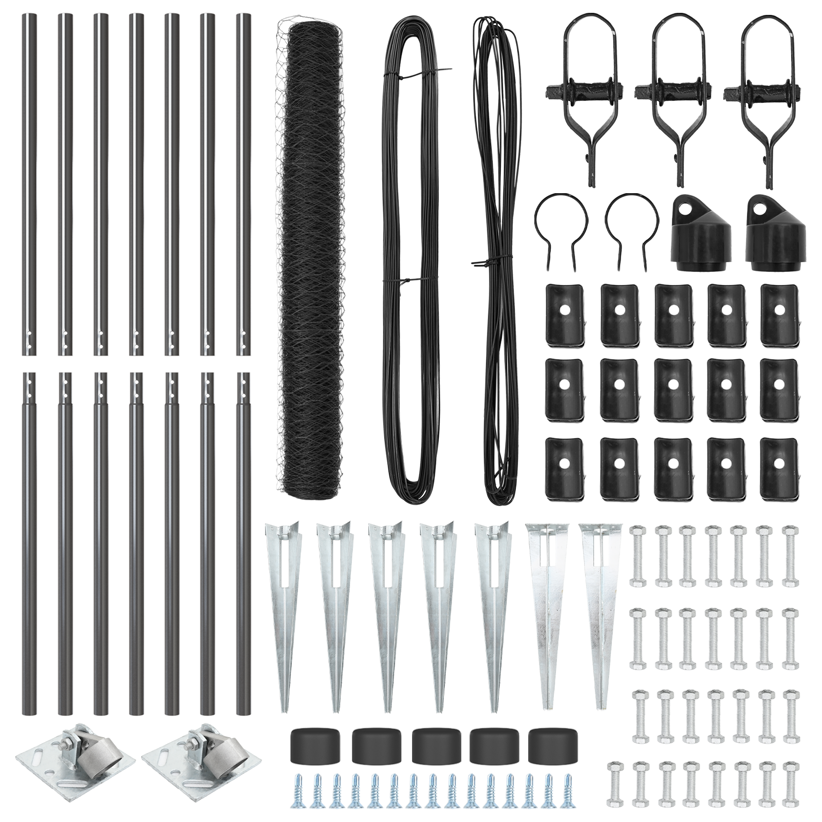 Hatszögletű kerítés szürke 1.2x10 m acél, kerítés oszlopok cölöppel 7 db ø32 mm 140 cm galvanizált acél