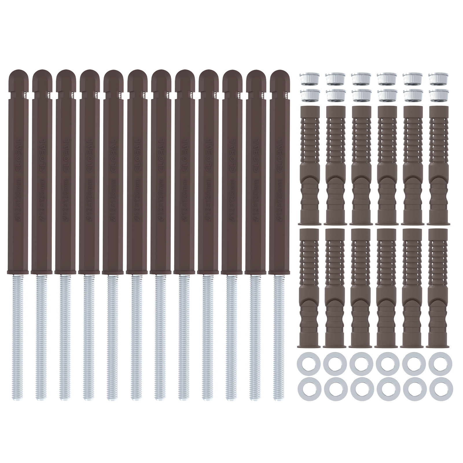 Lebegő polc konzolok 12 pcs barna ø12 x 190 mm acél