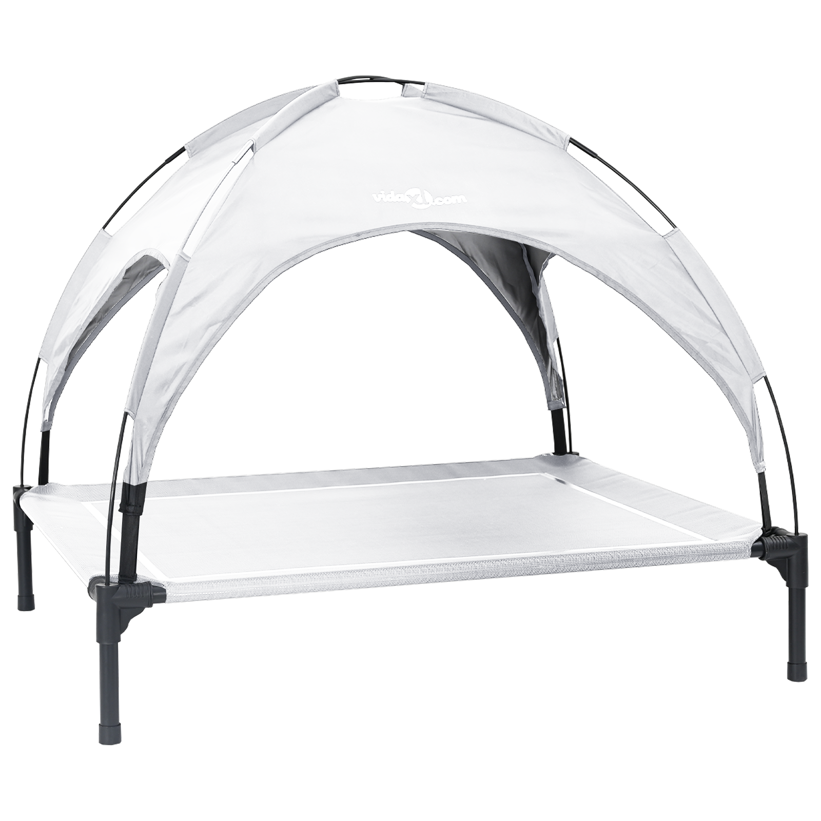 Emelt kutyaágy levehető tetővel ezüstszürke xl fém