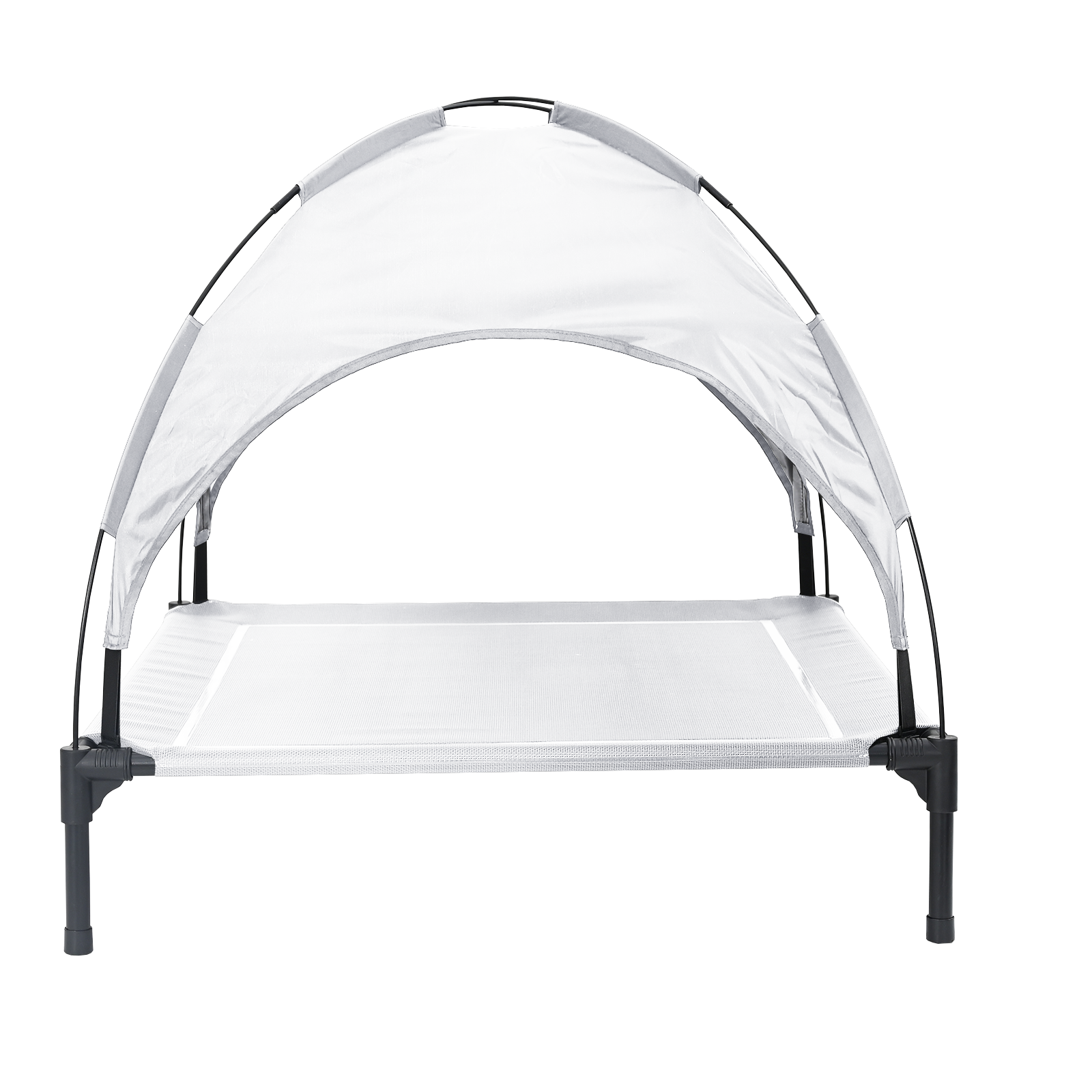 Emelt kutyaágy levehető tetővel ezüstszürke xl fém