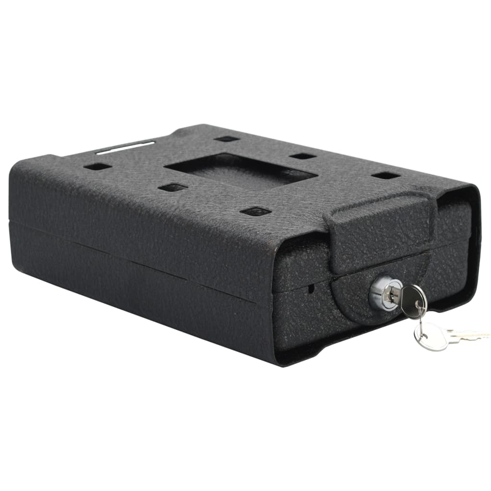 Biztonsági széf fekete fém kicsi záras széf négyszögletes