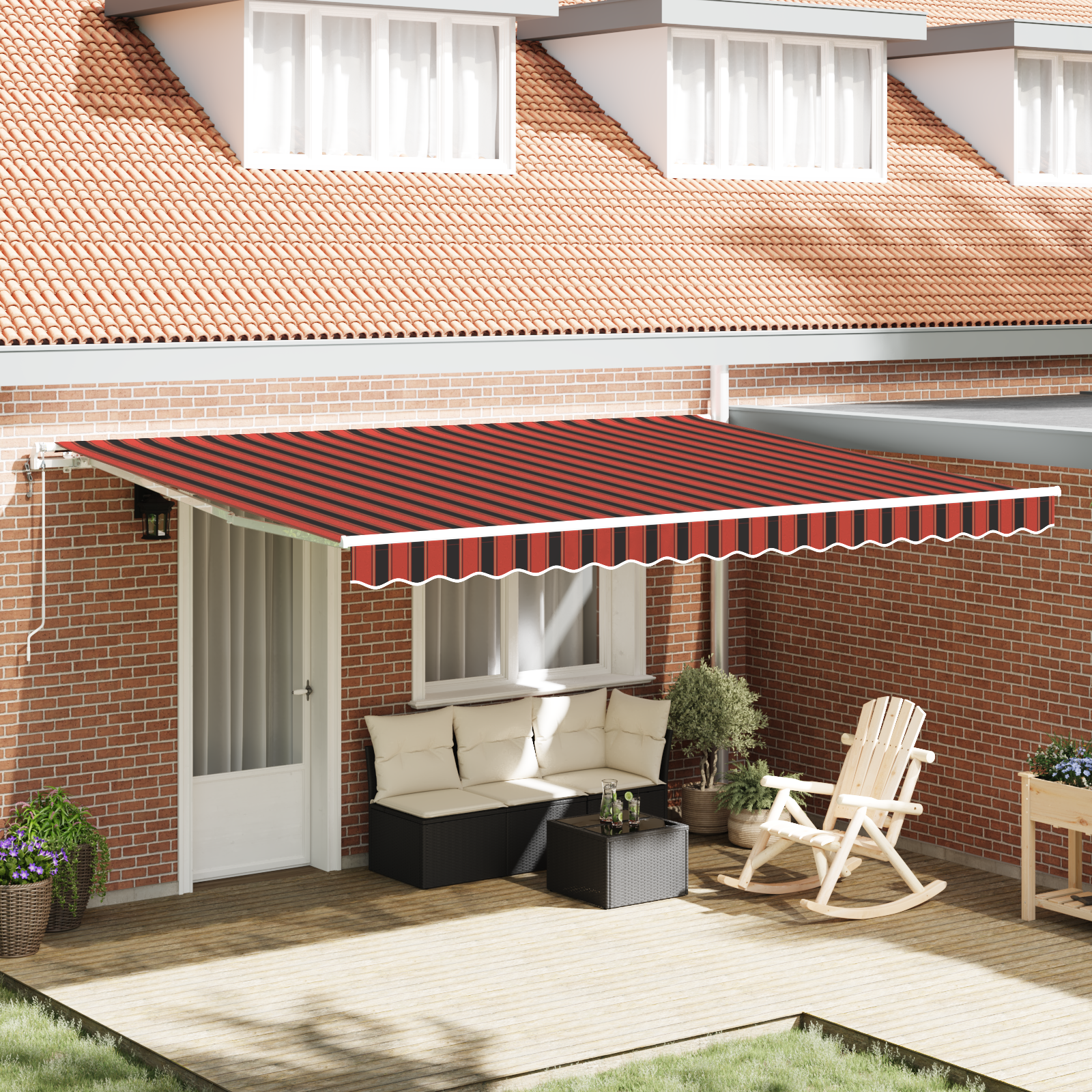 Automatikus behúzható napellenző narancs és barna 450x300 cm
