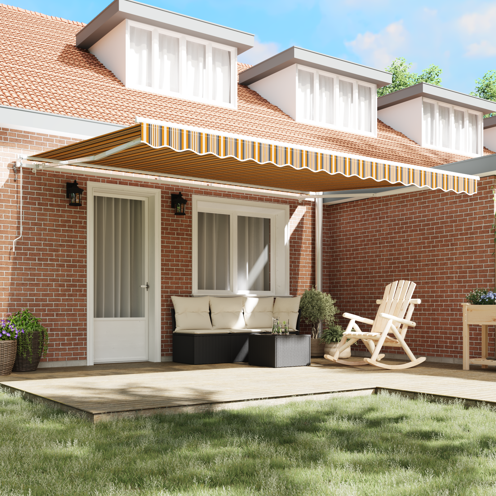 Automata behúzható napellenző csíkos 450x300 cm