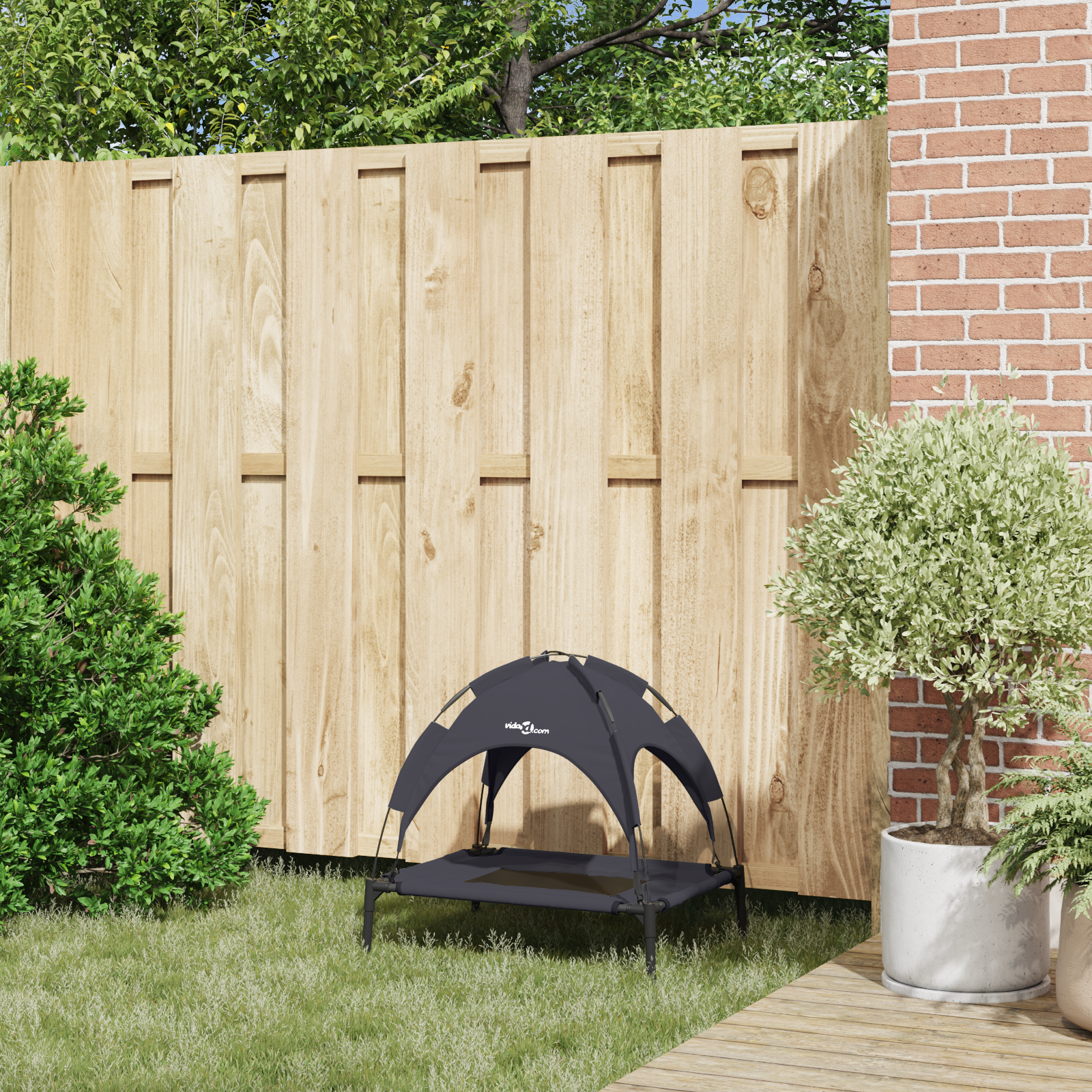 Emelt kutyaágy levehető tetővel fekete s fém