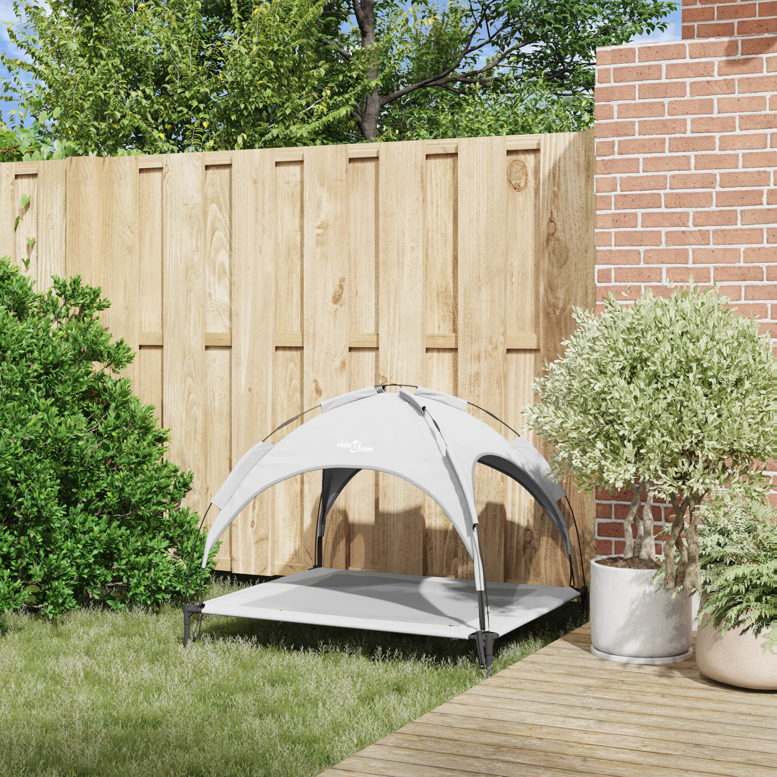 Emelt kutyaágy levehető tetővel ezüstszürke xl fém