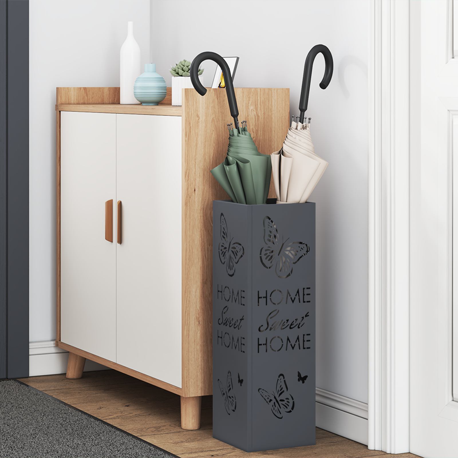 Esernyőtartó antracit fém közepes minta esernyőtartó