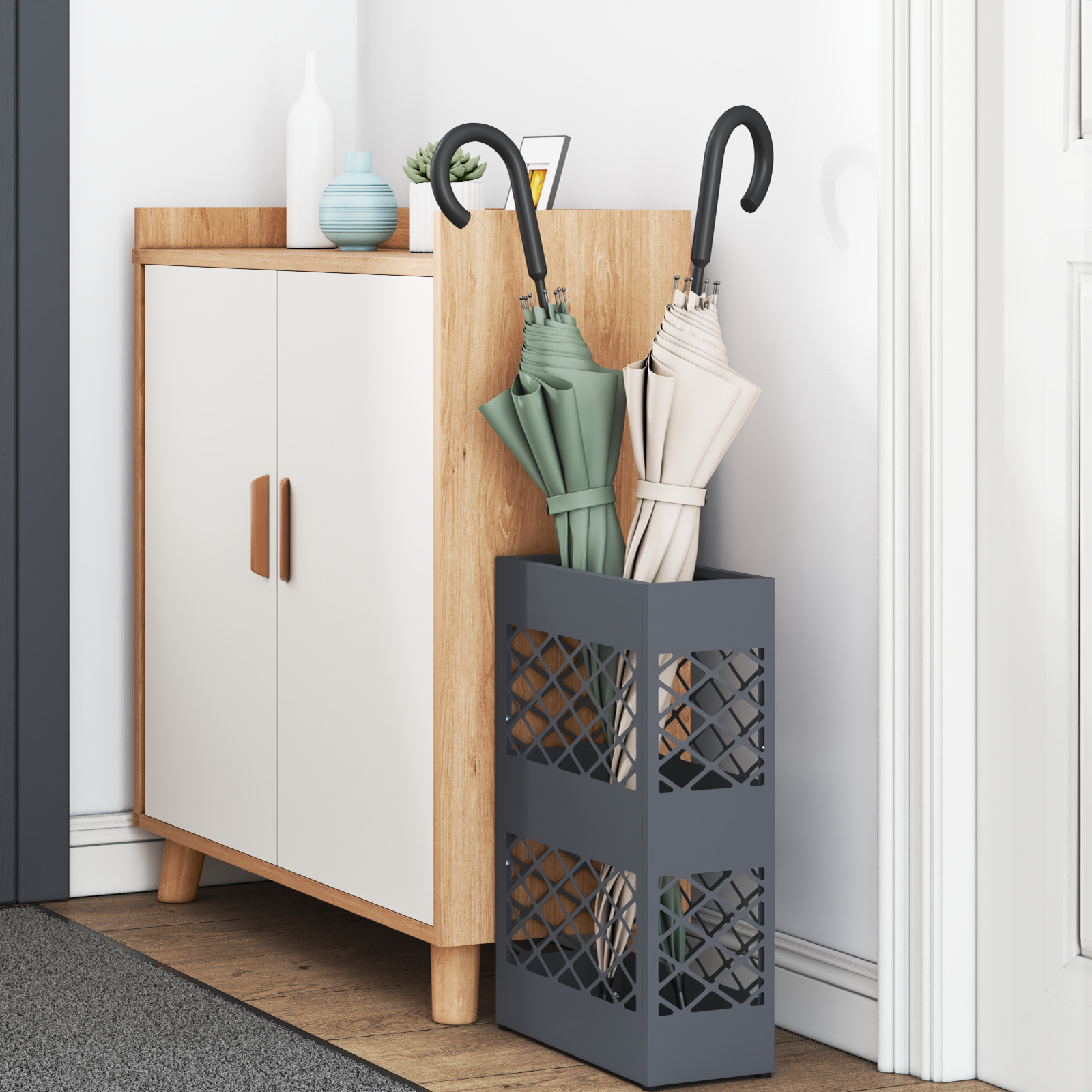 Esernyőtartó antracit fém közepes esernyőtartó téglalap