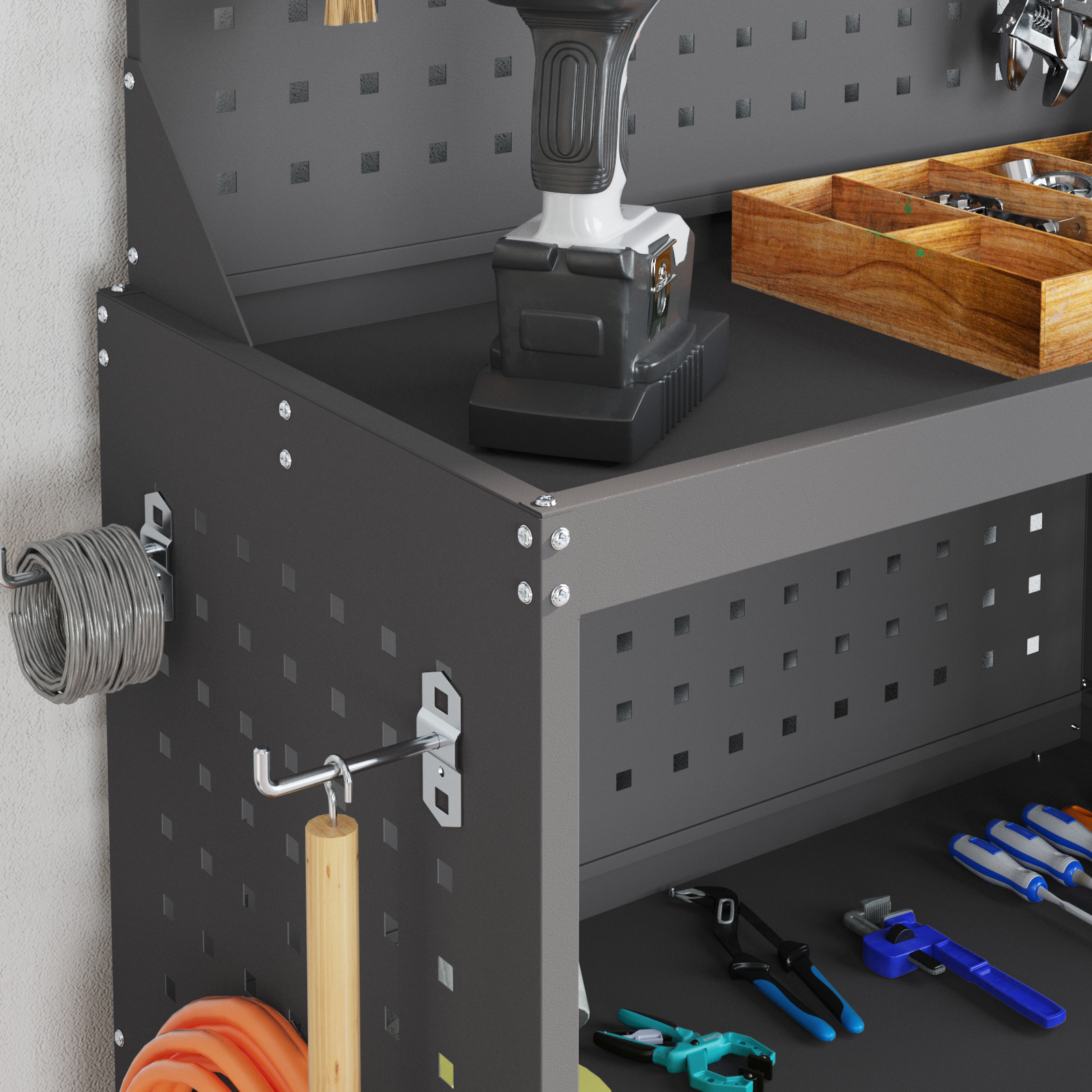 Eszköz kocsi polcokkal kerékkel tárolóval fekete 65 x 35 x 111 cm porszórt acél