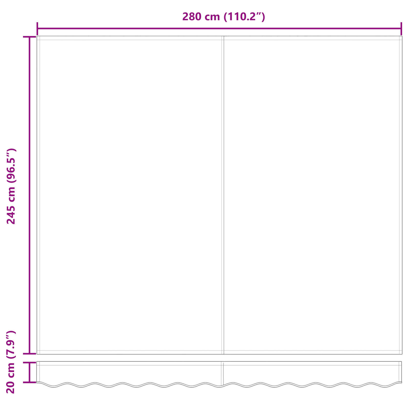 Behúzható napellenző többszínű 300x250 cm szövet