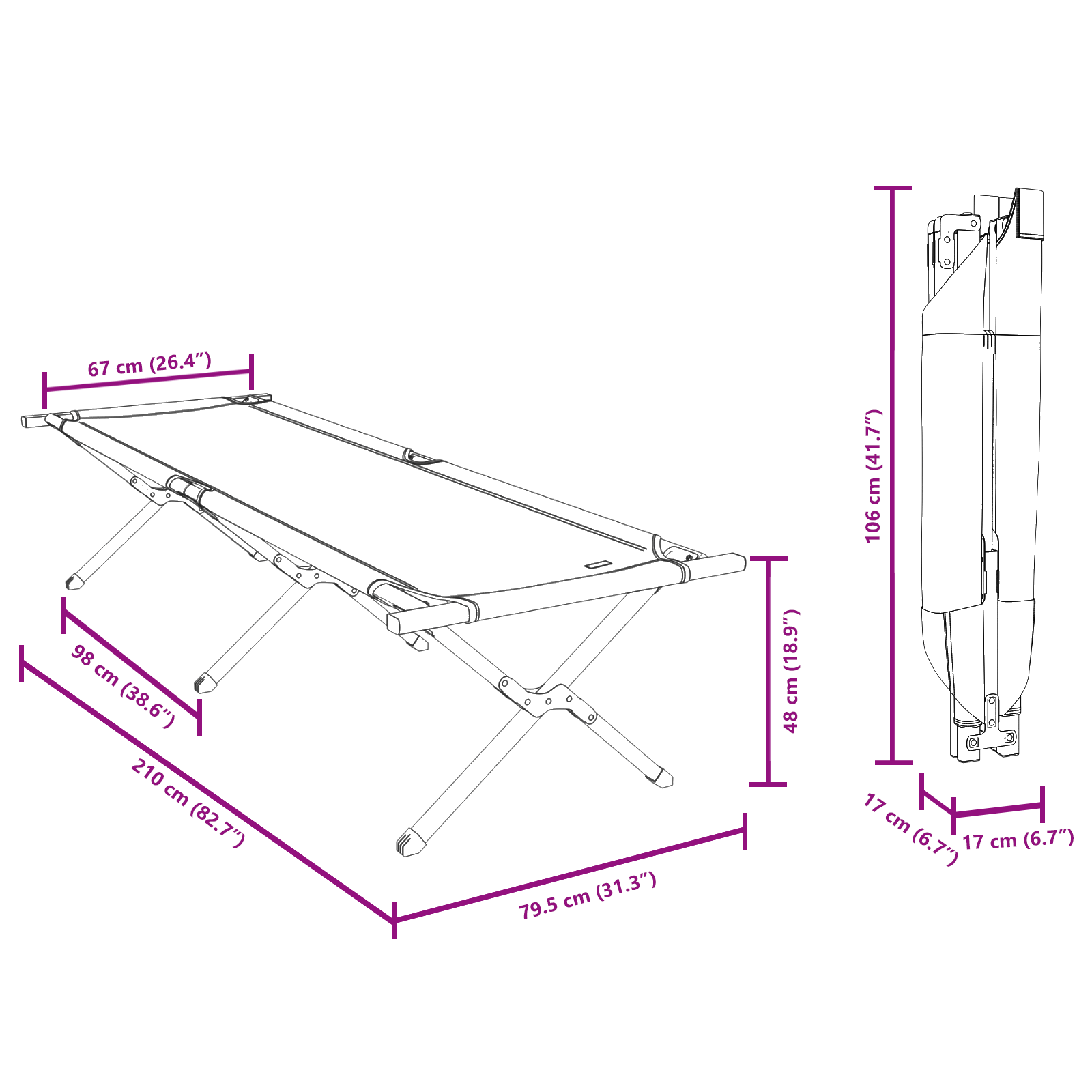 Összecsukható napágy hordtáskával piros 600d oxford szövet