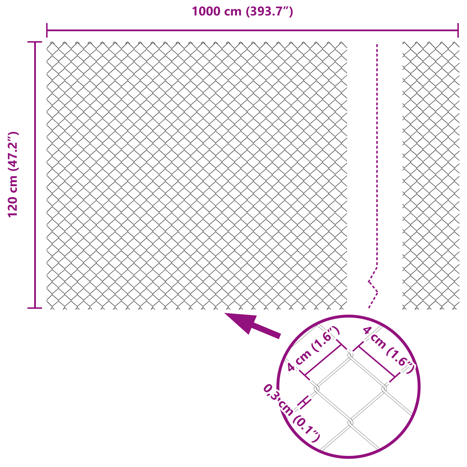 Láncos kerítés szürke 1.2x10 m acél