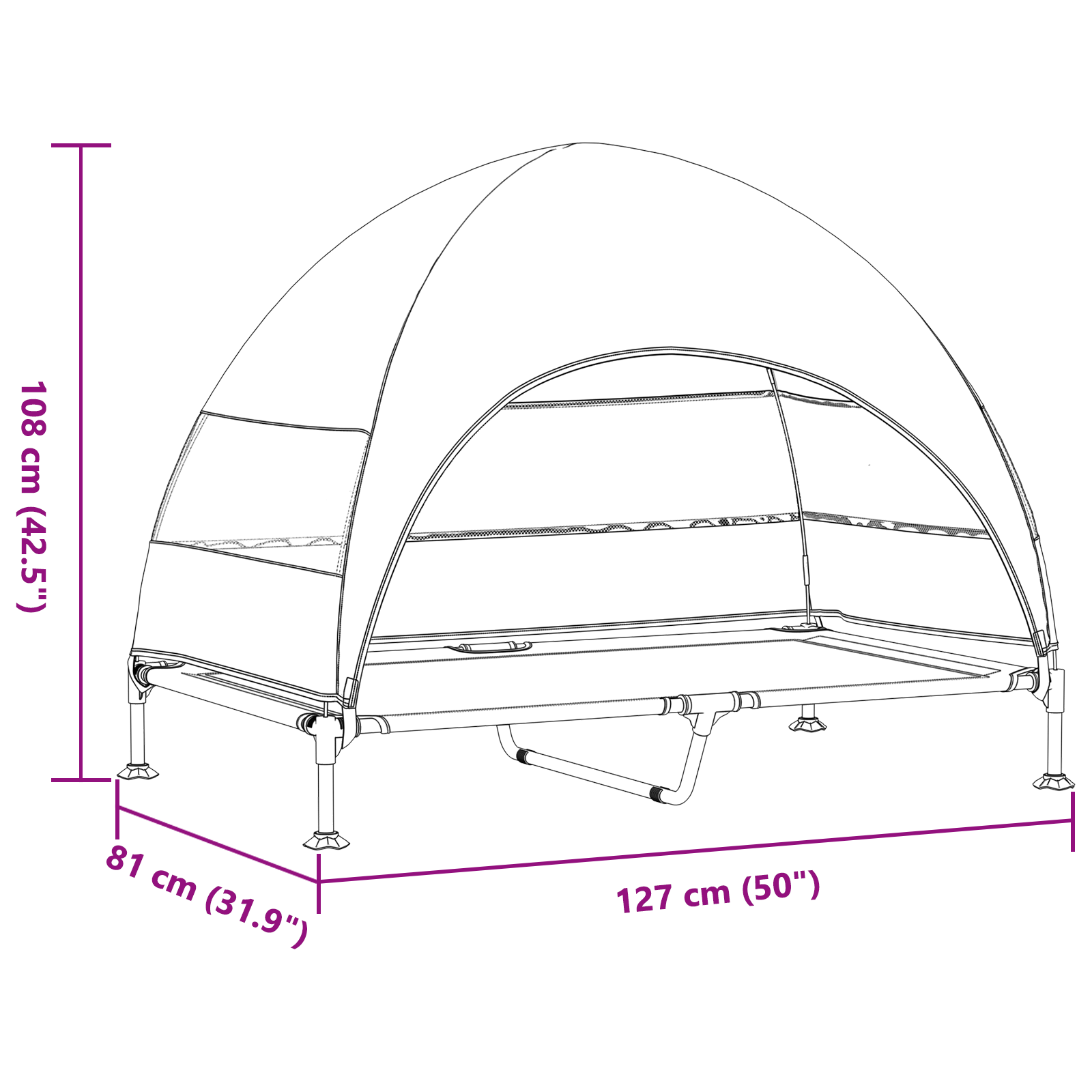 Emelt kutyaágy levehető tetővel barna xl acél