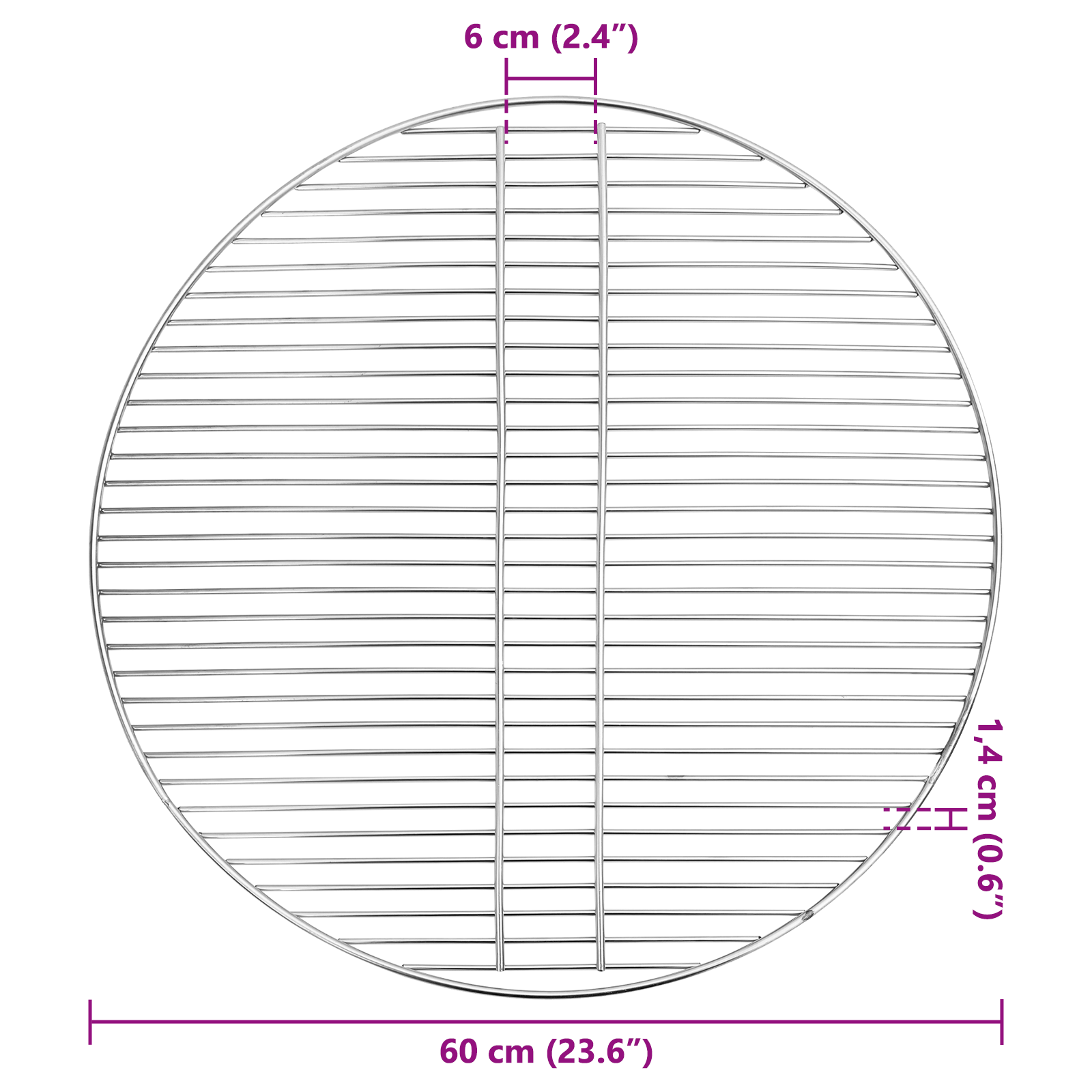 Bbq grill rostél ezüst ø60 cm rozsdamentes acél