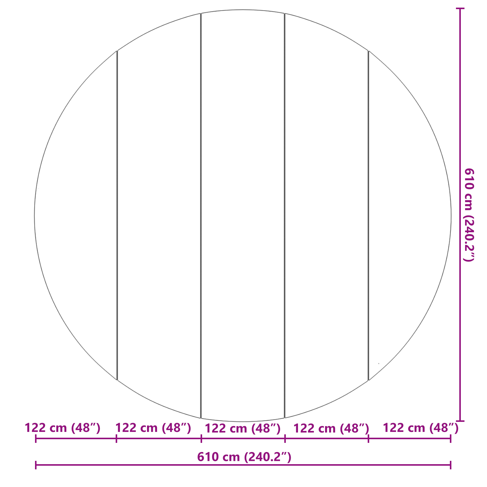 Kerek medencefedő világosszürke polietilén ø 610 cm