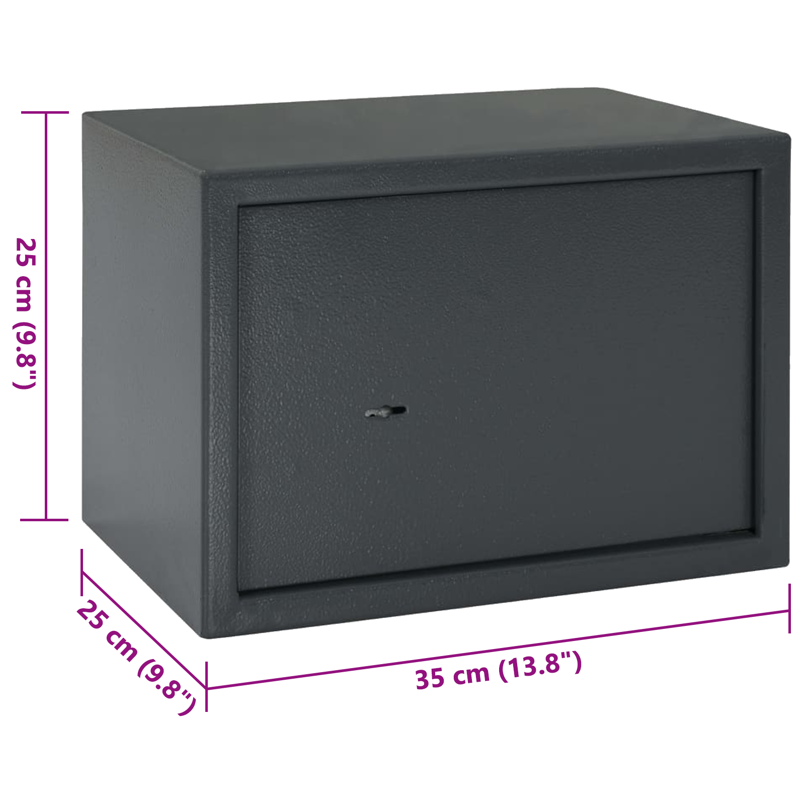 Biztonsági doboz kulcsos zárral sötét szürke 25x35x25 cm fém Biztonsági doboz kulcsos zárral sötét szürke 25x35x25 cm fém
