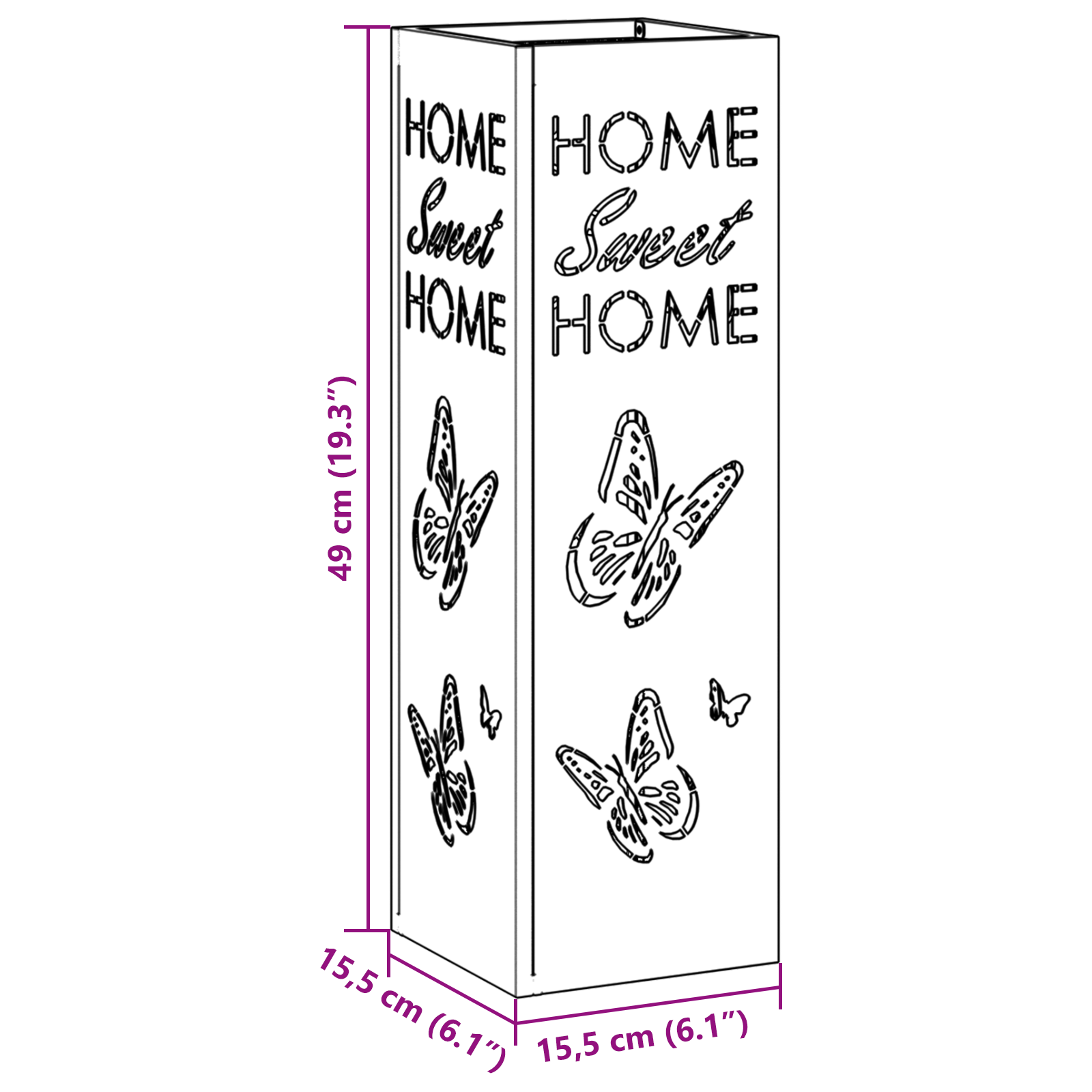 Esernyőtartó antracit fém közepes dekoratív betétek