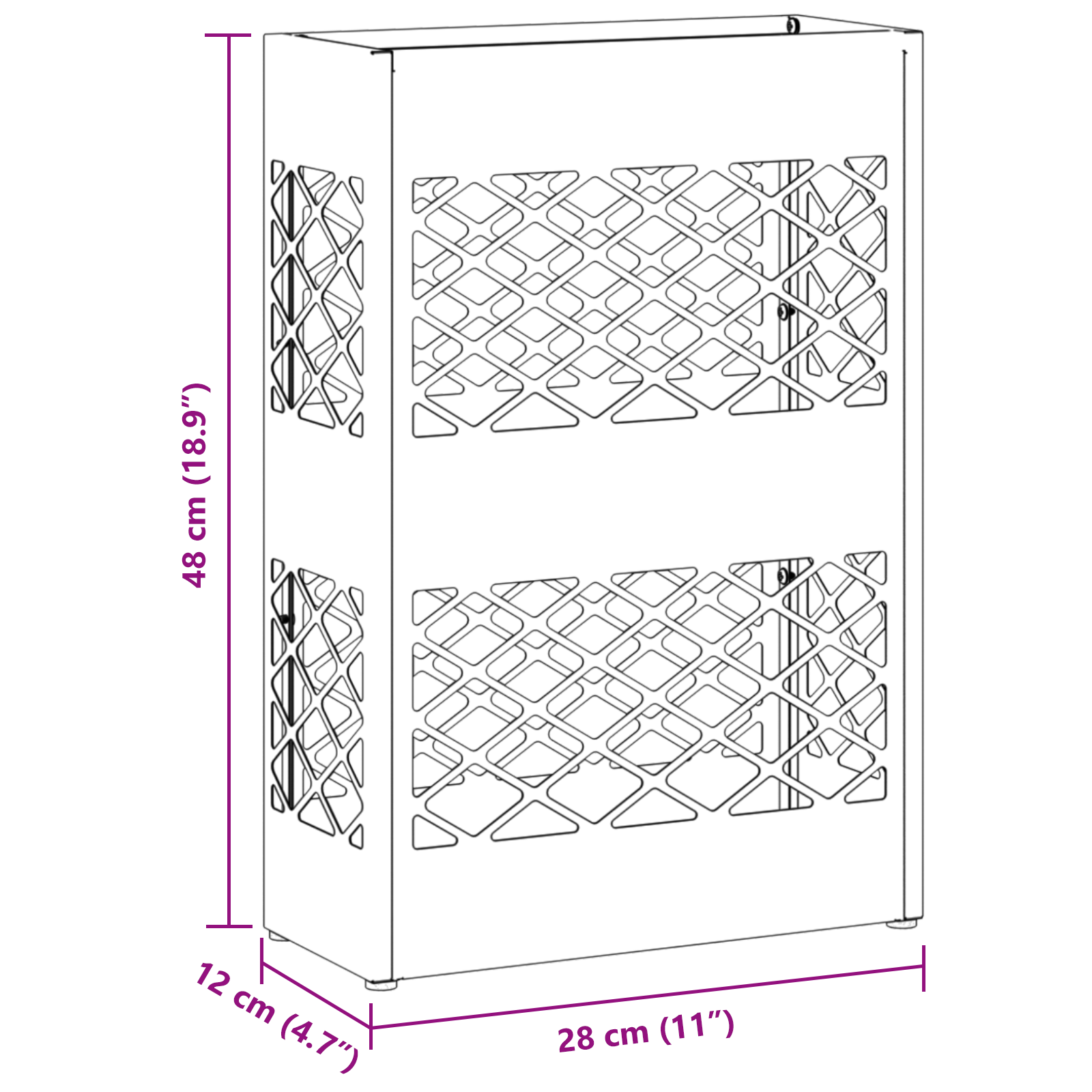 Esernyőtartó antracit fém közepes esernyőtartó téglalap